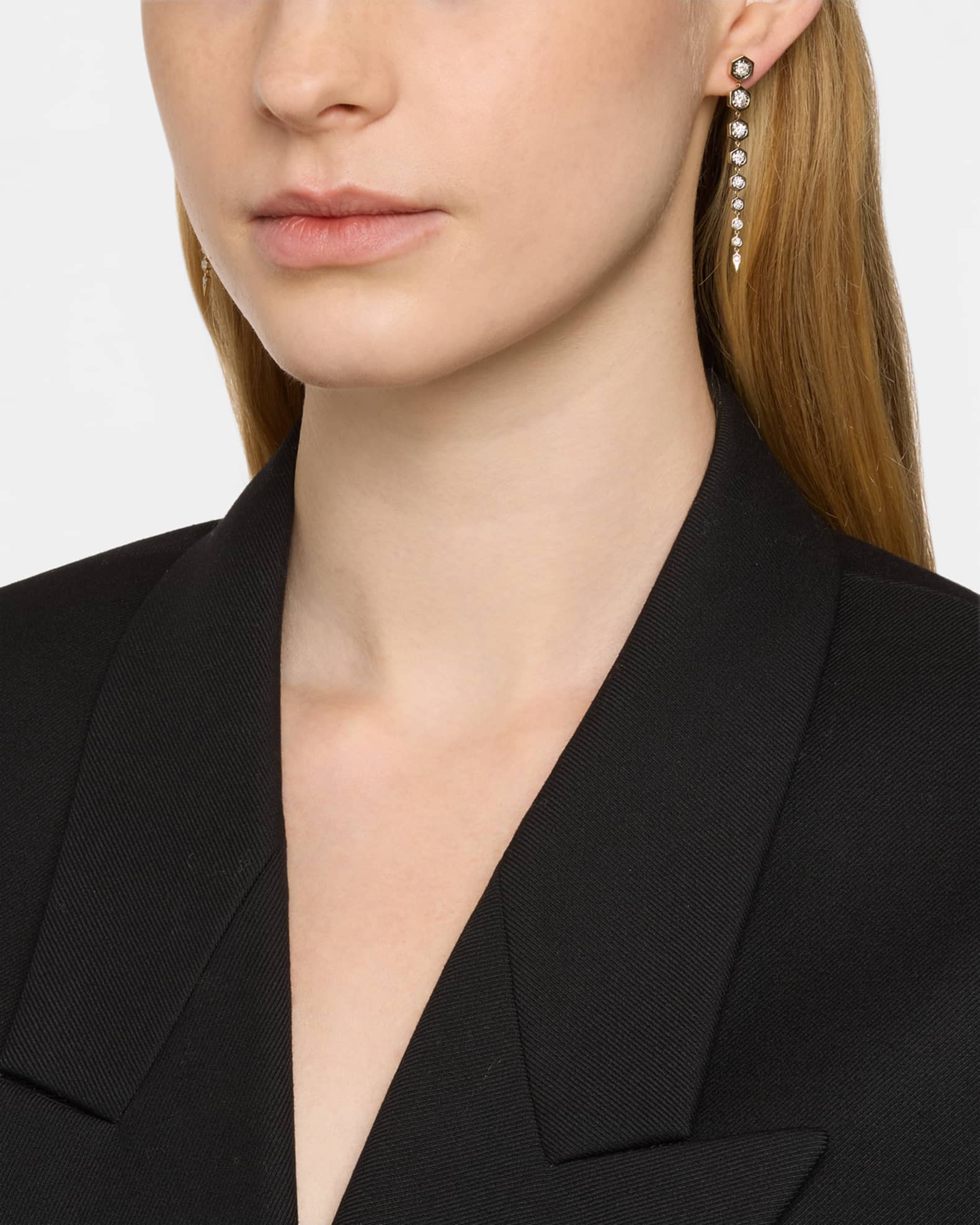14K Yellow Gold Illusion Bezel Octagon Diamond Drop Earrings 1