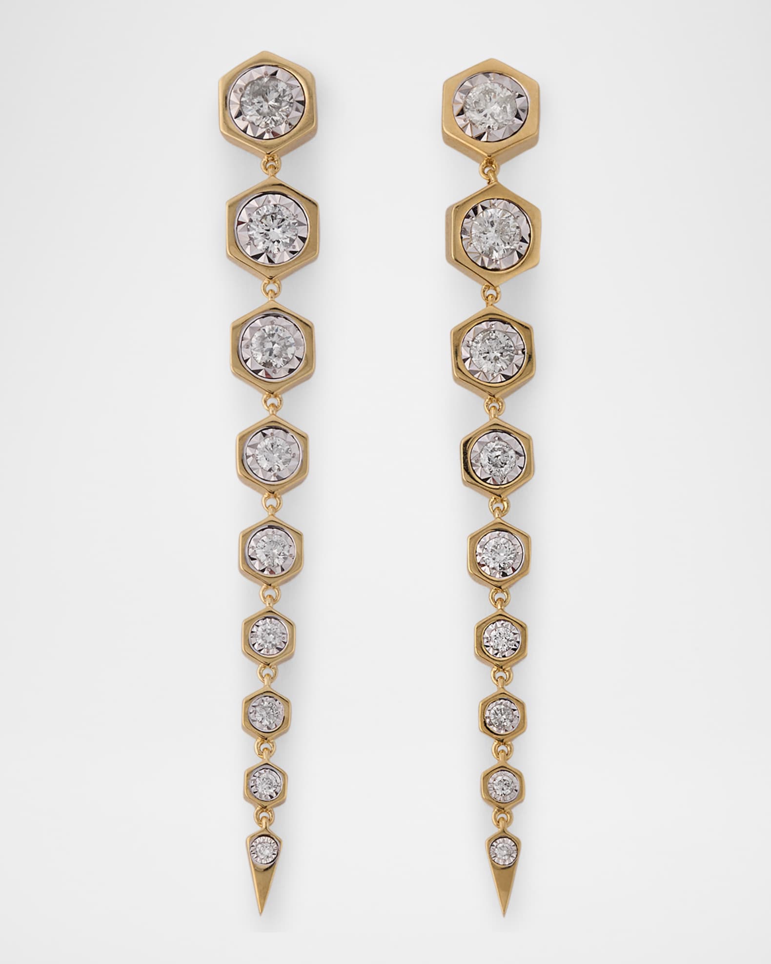 14K Yellow Gold Illusion Bezel Octagon Diamond Drop Earrings 0