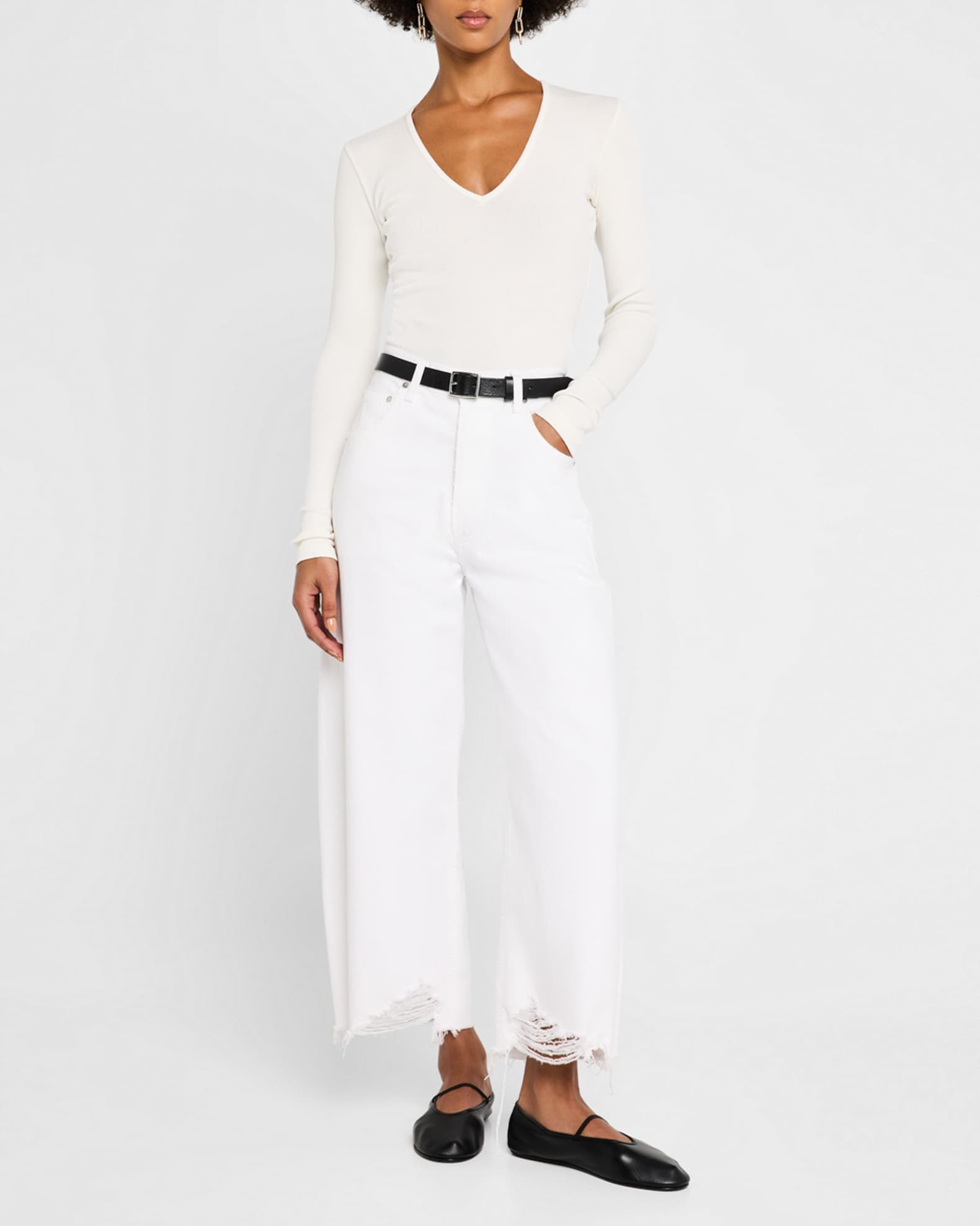 Helsa Ribbed Deep-V Bodysuit 1