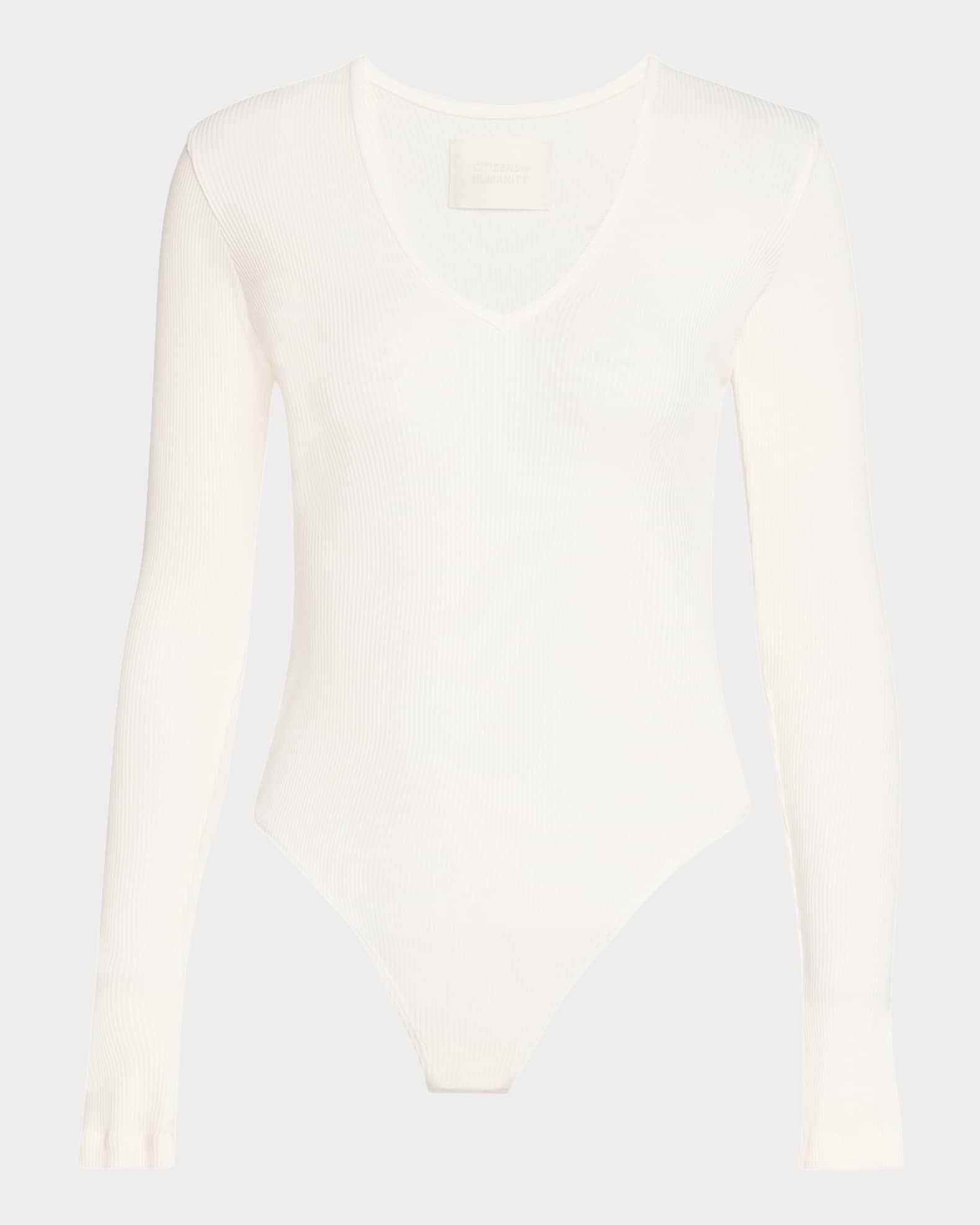 Helsa Ribbed Deep-V Bodysuit 0