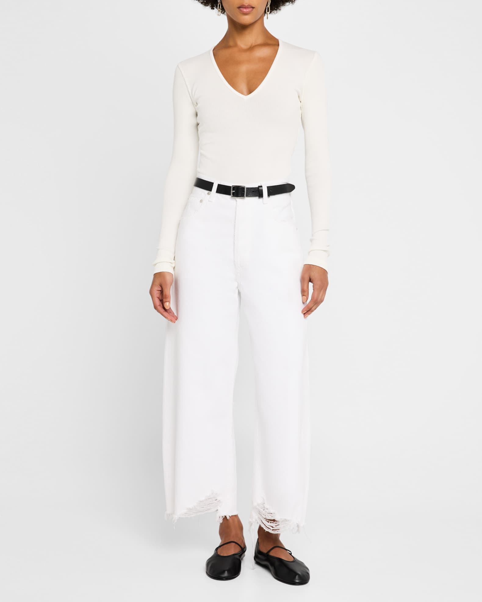 Ayla Wide Crop Raw Hem Jeans 1