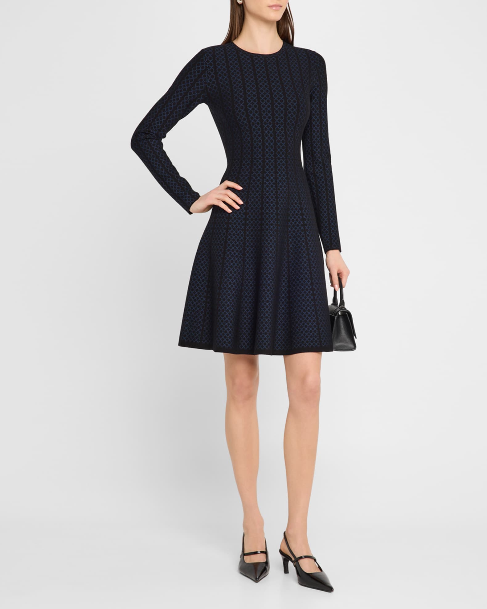 Emporio Armani Chain & Stripe Motif Jersey Dress | Neiman Marcus