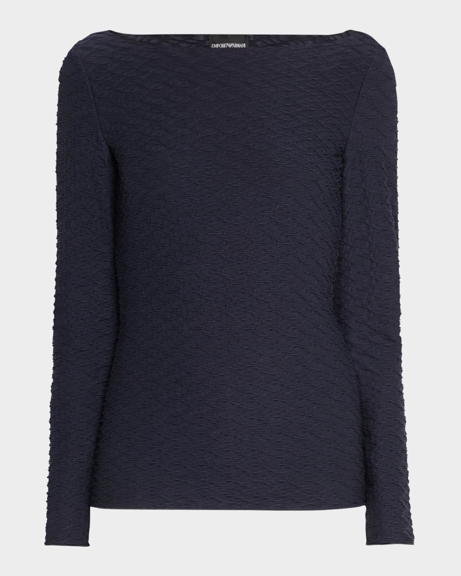 Bateau-Neck Textured Jersey Blouse 0