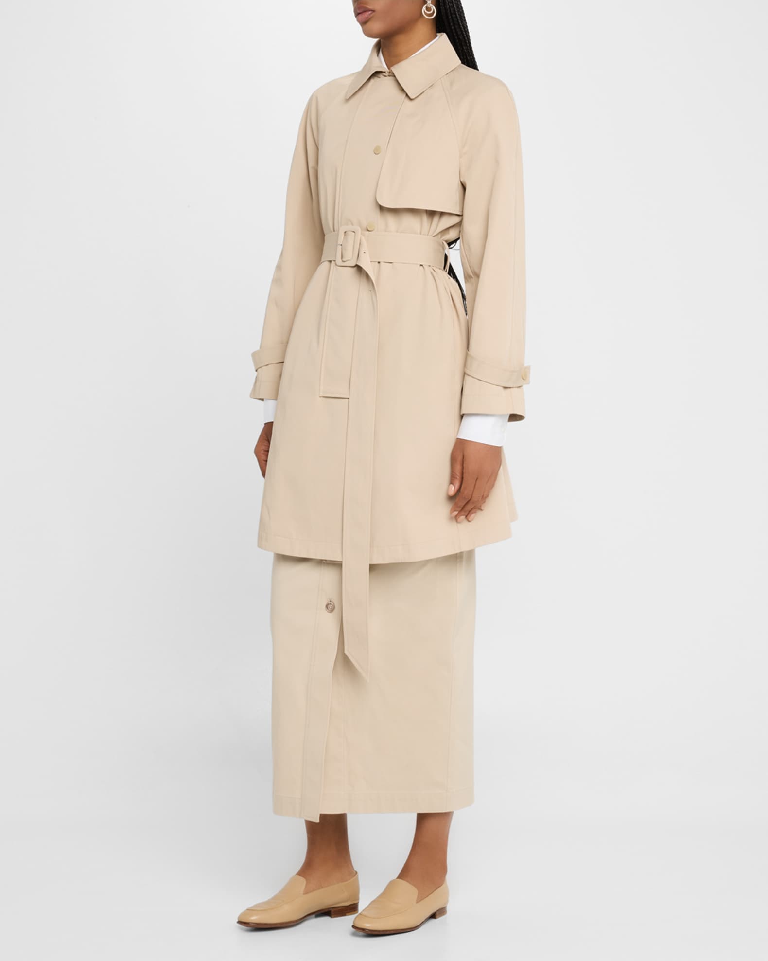 Straight Stretch Cotton Midi Skirt 1