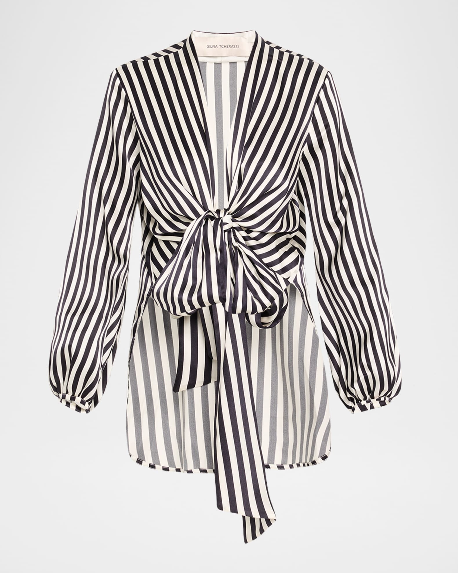 Honey Striped Tie Silk Blouse 0