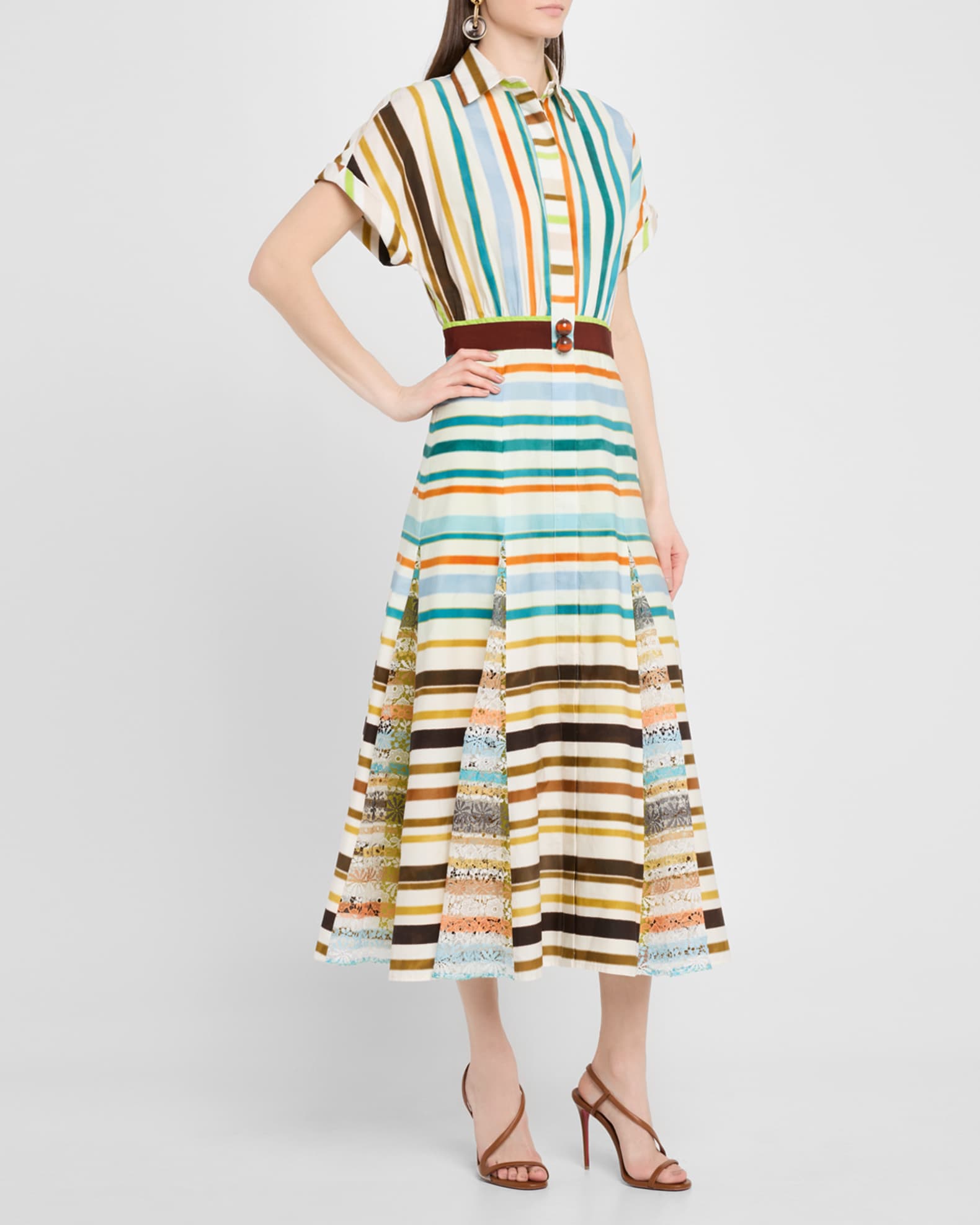 Odila Striped Godet Midi Shirtdress 1