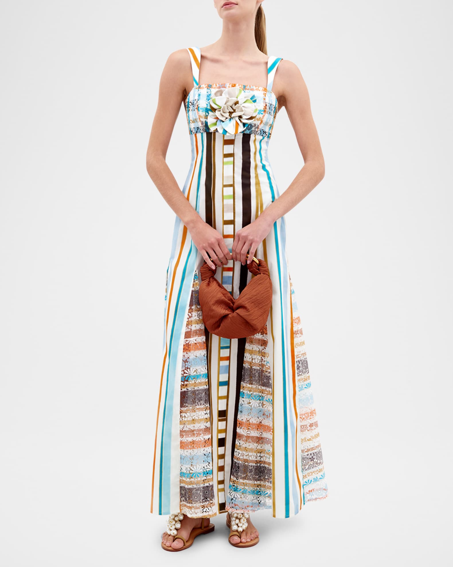 Ofra Striped Lace-Godet Maxi Dress 1
