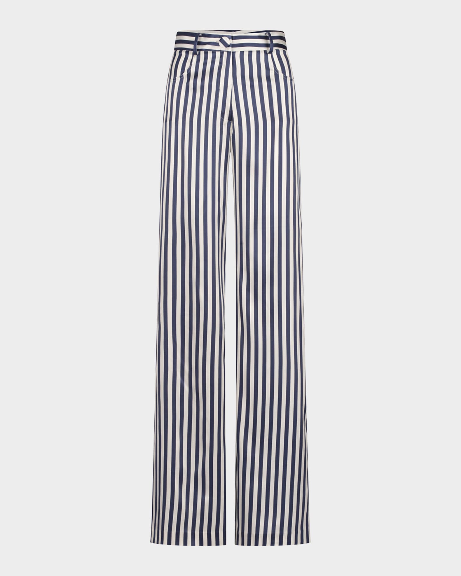 Emine Striped Straight-Leg Silk Pants 0