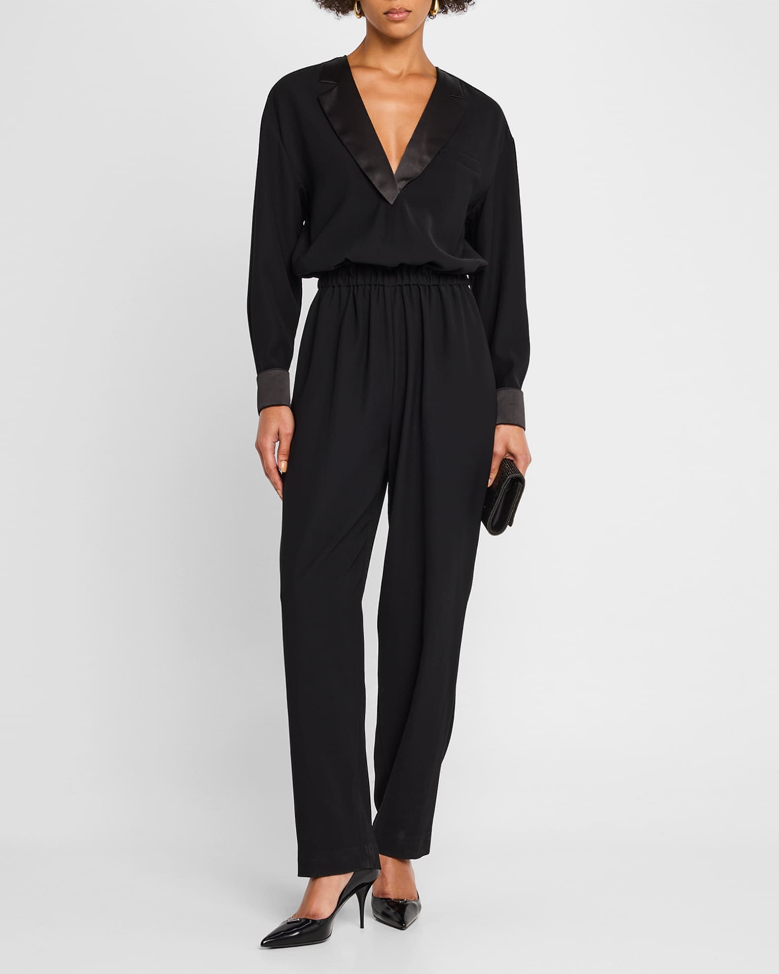Tuxedo jumpsuit long sleeve best sale