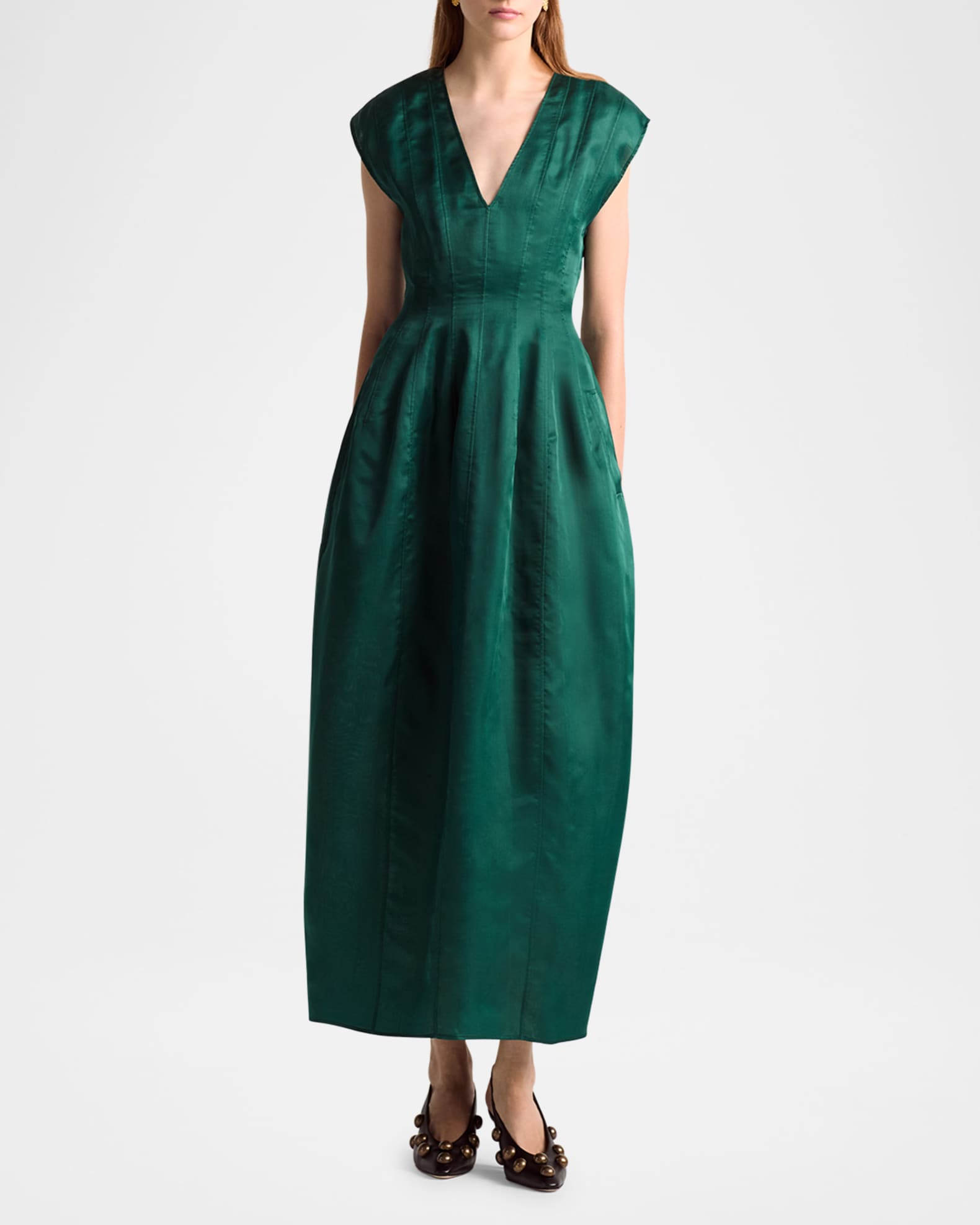 Bichette Paneled Cap-Sleeve Midi Dress 1