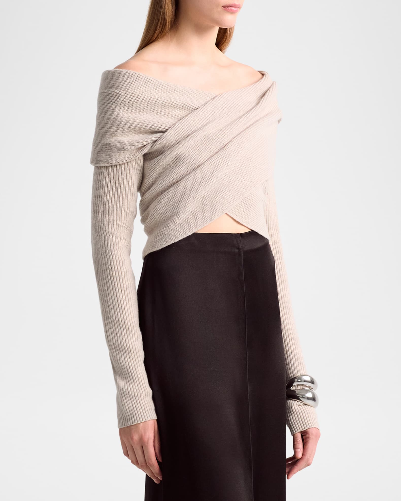 Off shoulder wrap jumper 2025