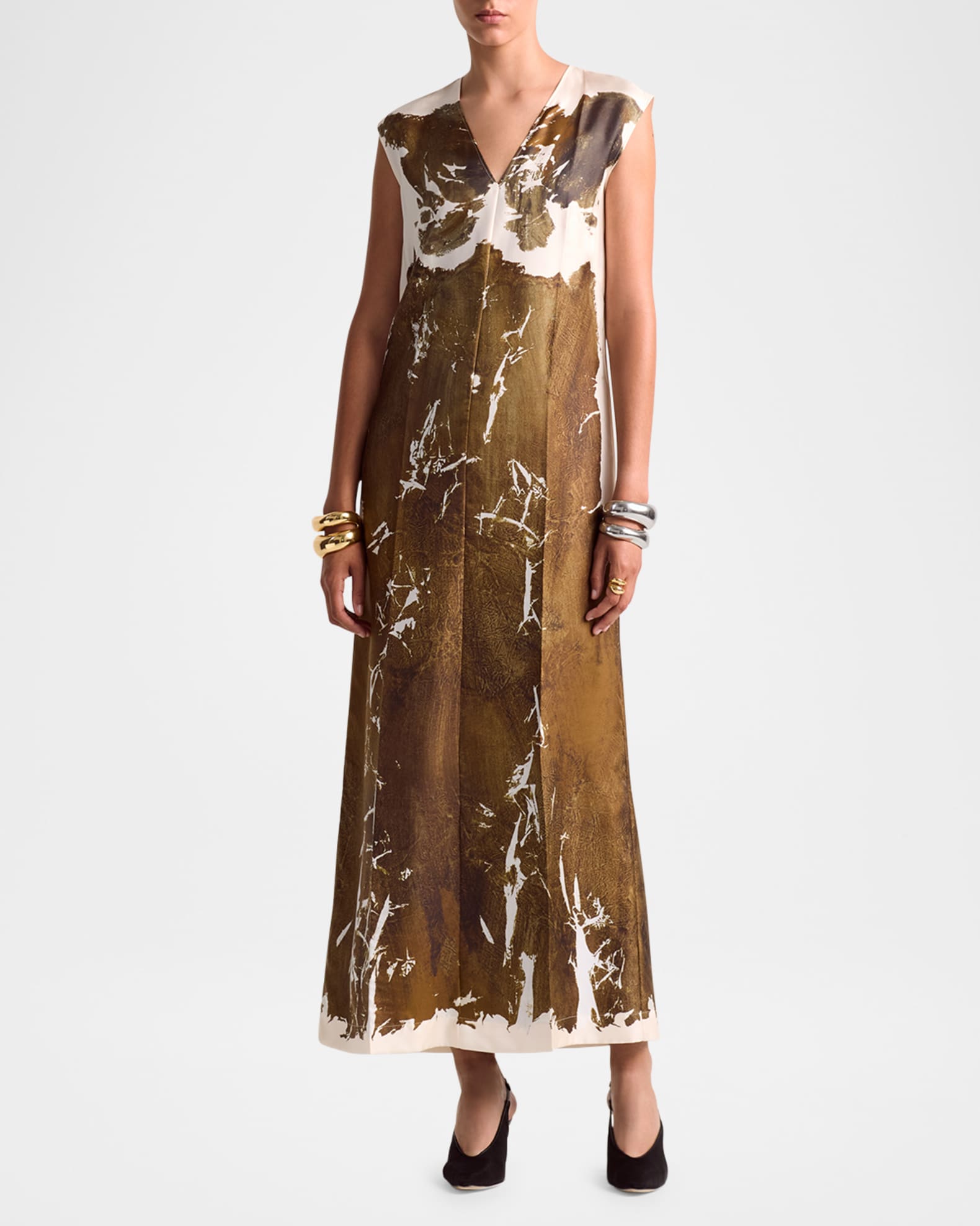 Cherie Long Printed Silk Dress 1