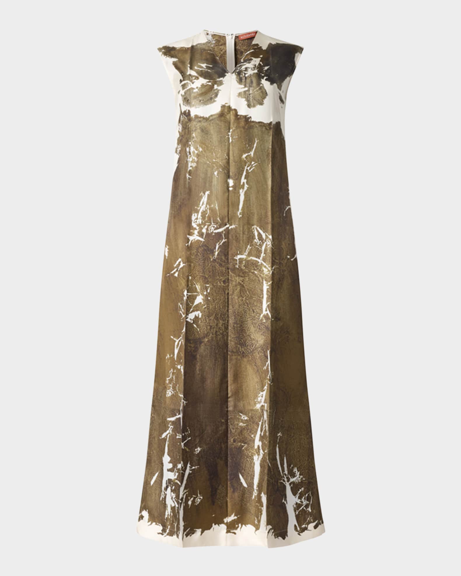 Cherie Long Printed Silk Dress 0