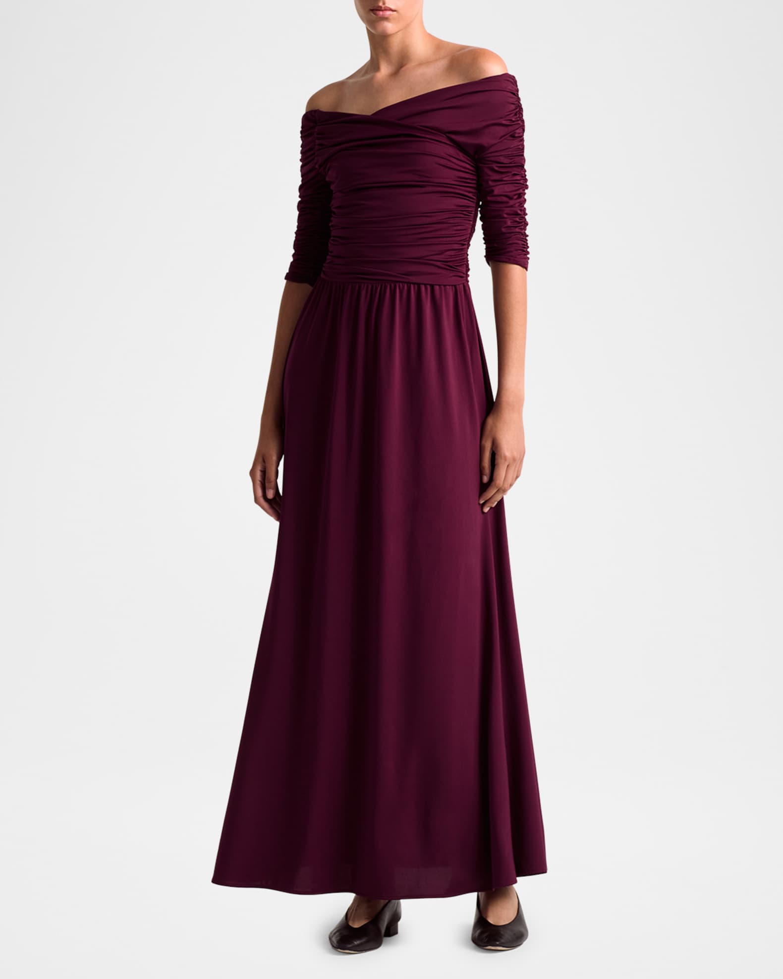 Char Off-Shoulder Ruched Long Dress 1