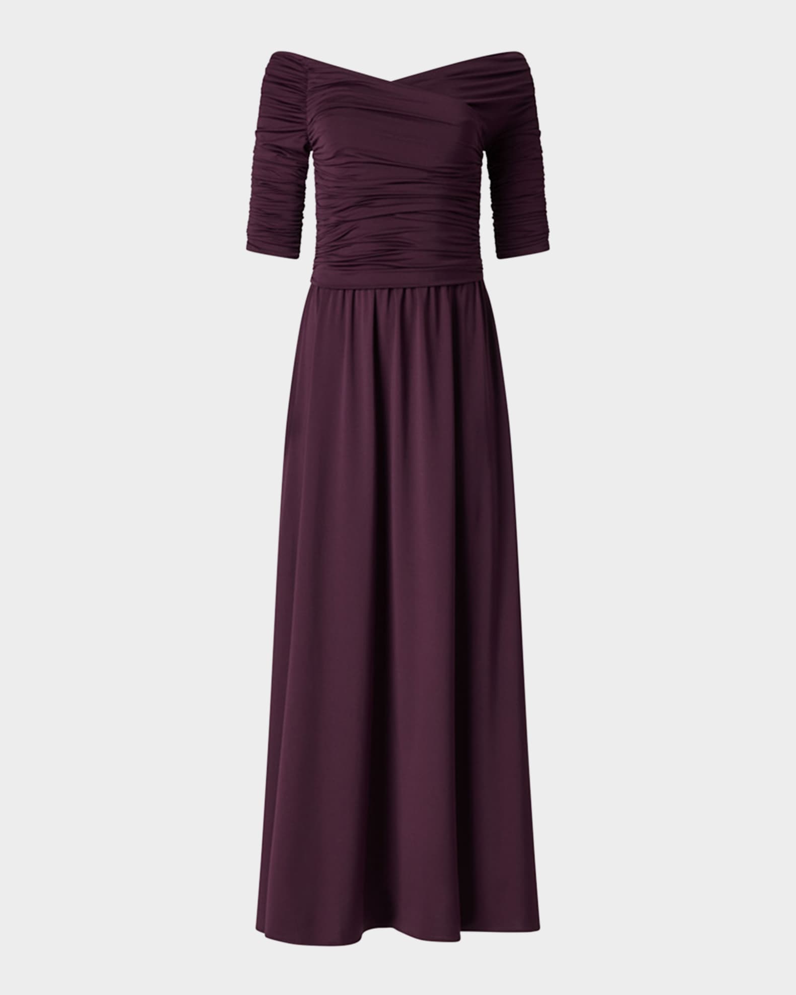 Char Off-Shoulder Ruched Long Dress 0
