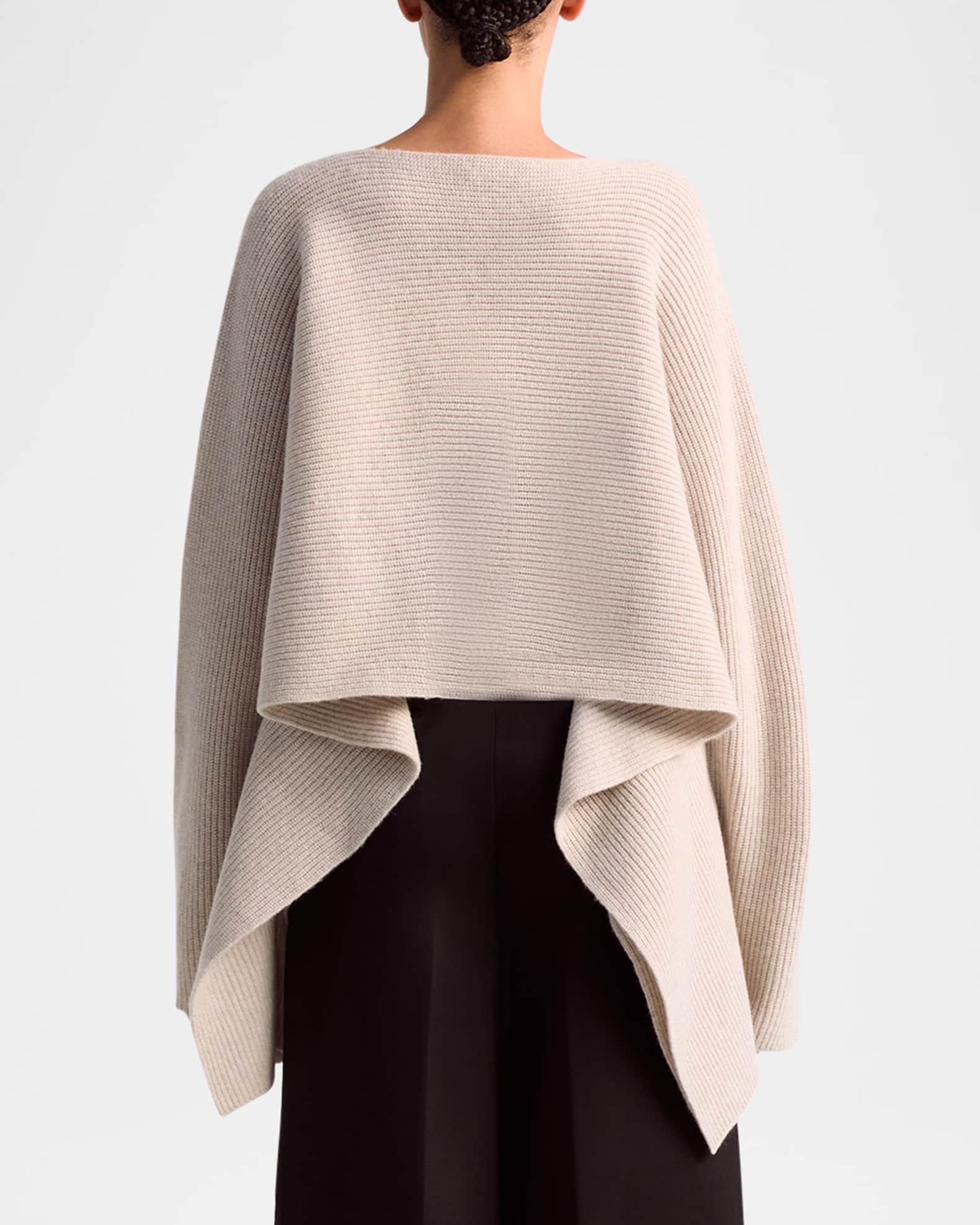 Trip Wool-Cashmere Rib Handkerchief Crop Sweater