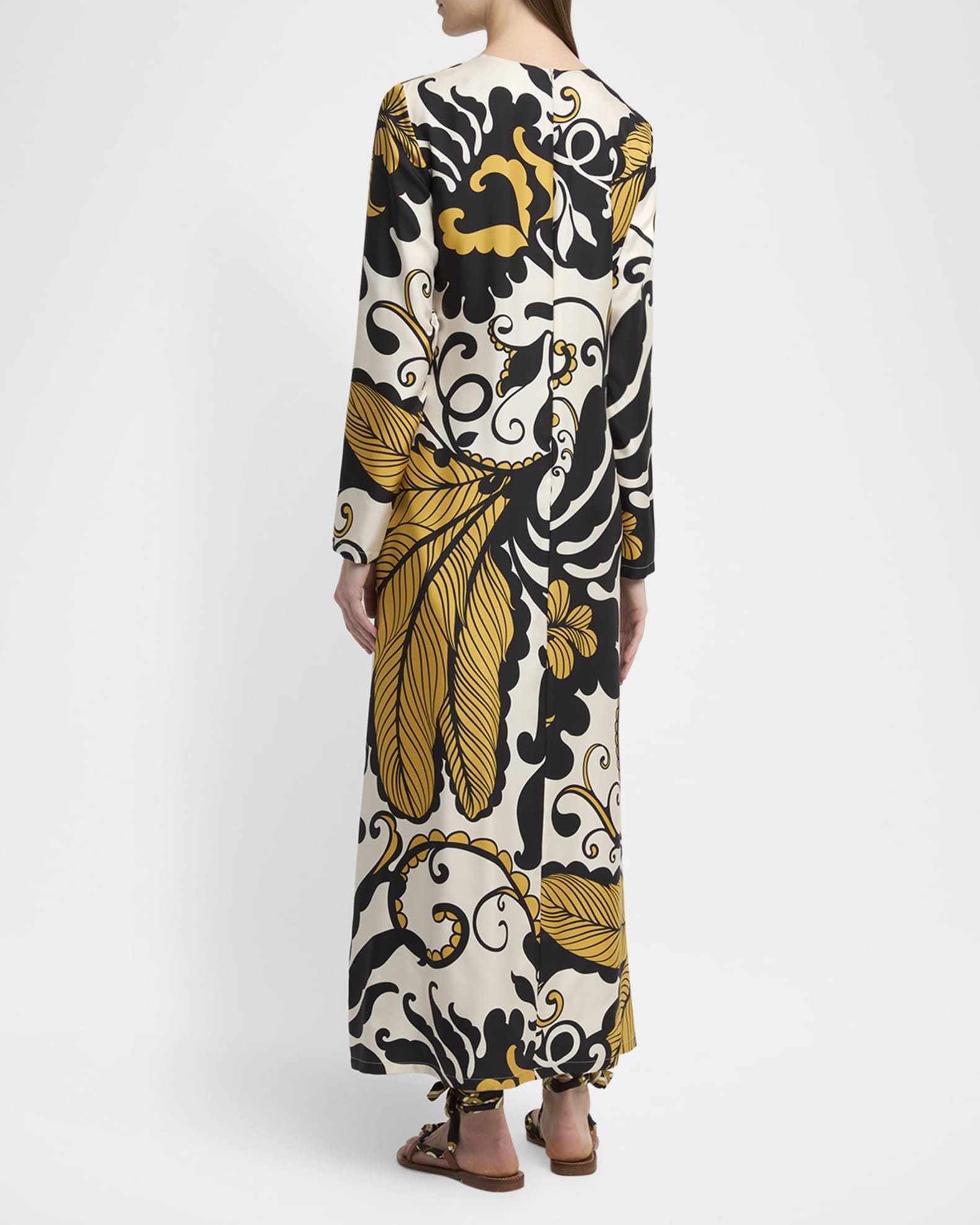 La DoubleJ Marea-Print Long-Sleeve Maxi Swing Dress | Neiman Marcus