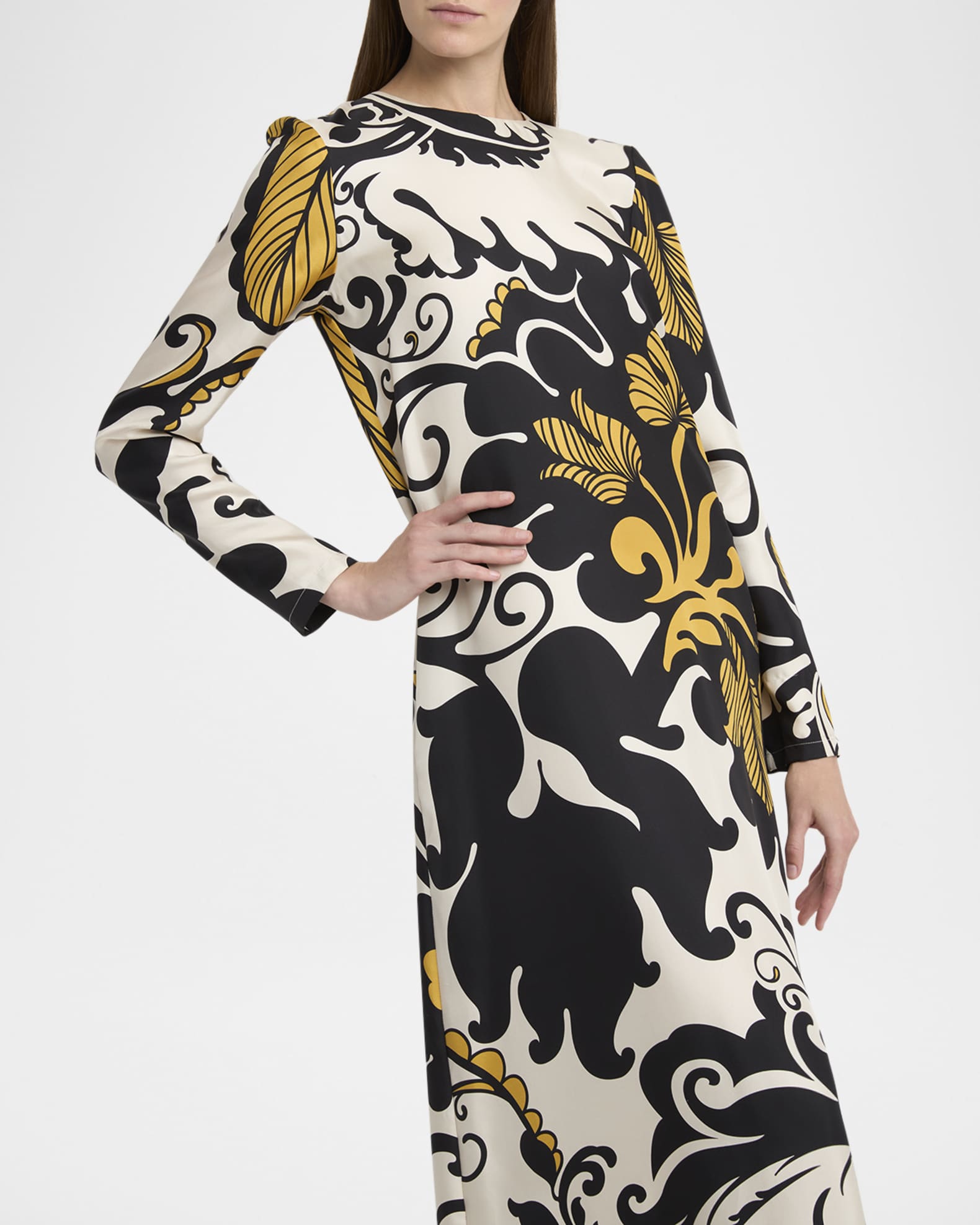 La DoubleJ Marea-Print Long-Sleeve Maxi Swing Dress | Neiman Marcus