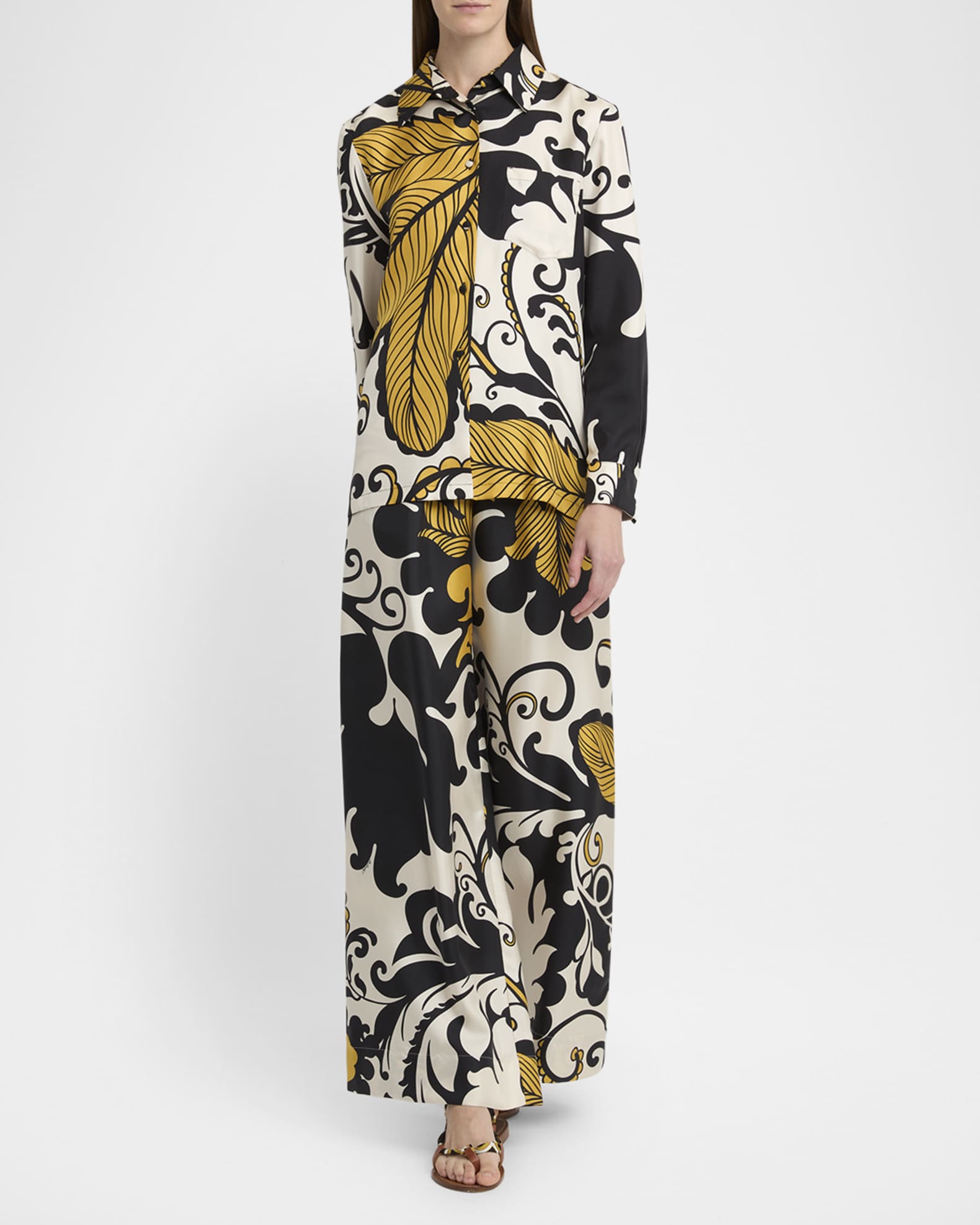 Marea-Print Wide-Leg Pull-On Palazzo Pants 1