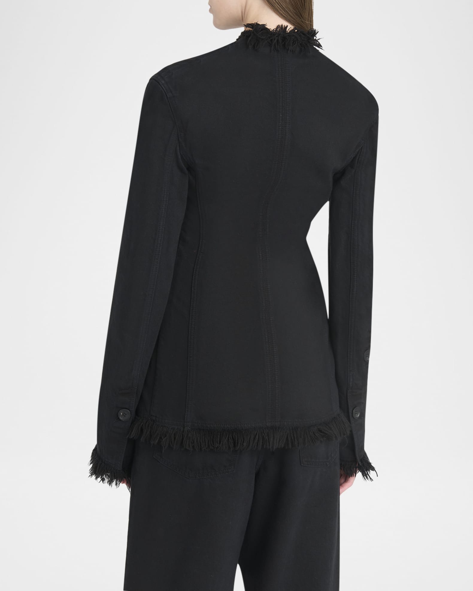 Ferragamo Fringe-Trim Plunge Blazer | Neiman Marcus