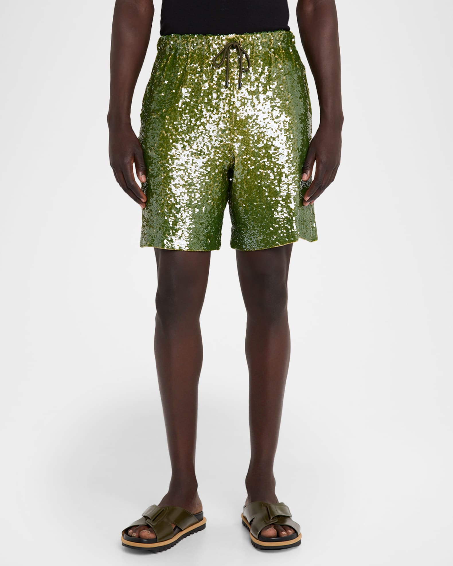 Dries Van Noten Men's Piperi Sequin Drawstring Shorts | Neiman Marcus