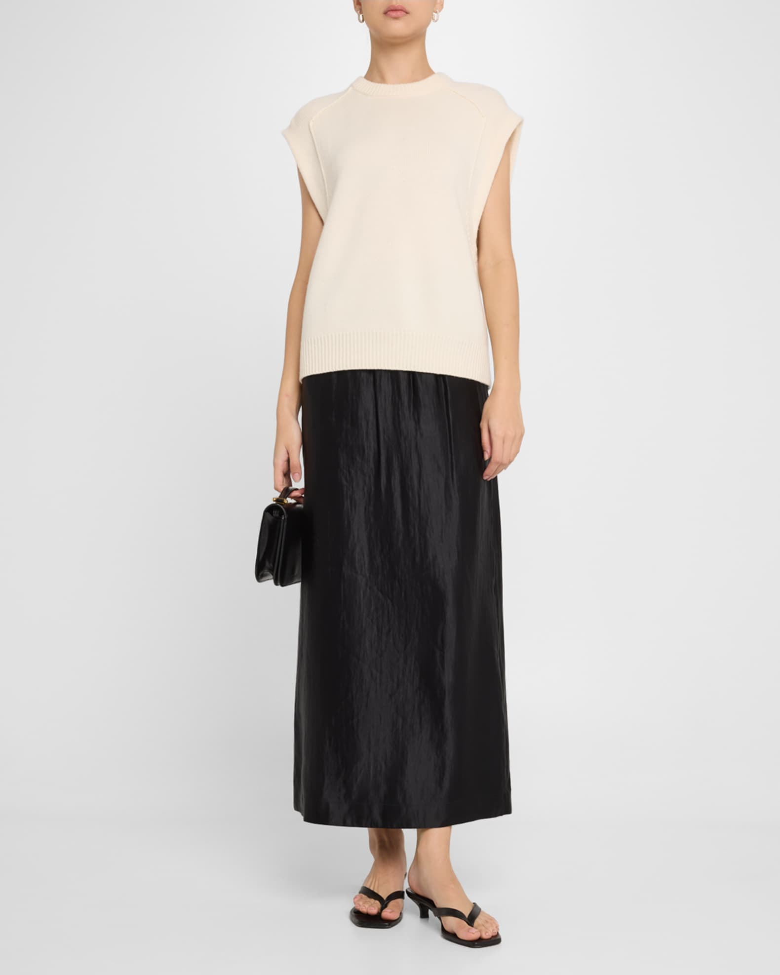 Mari Sleeveless Wool-Cashmere Boxy Sweater 1