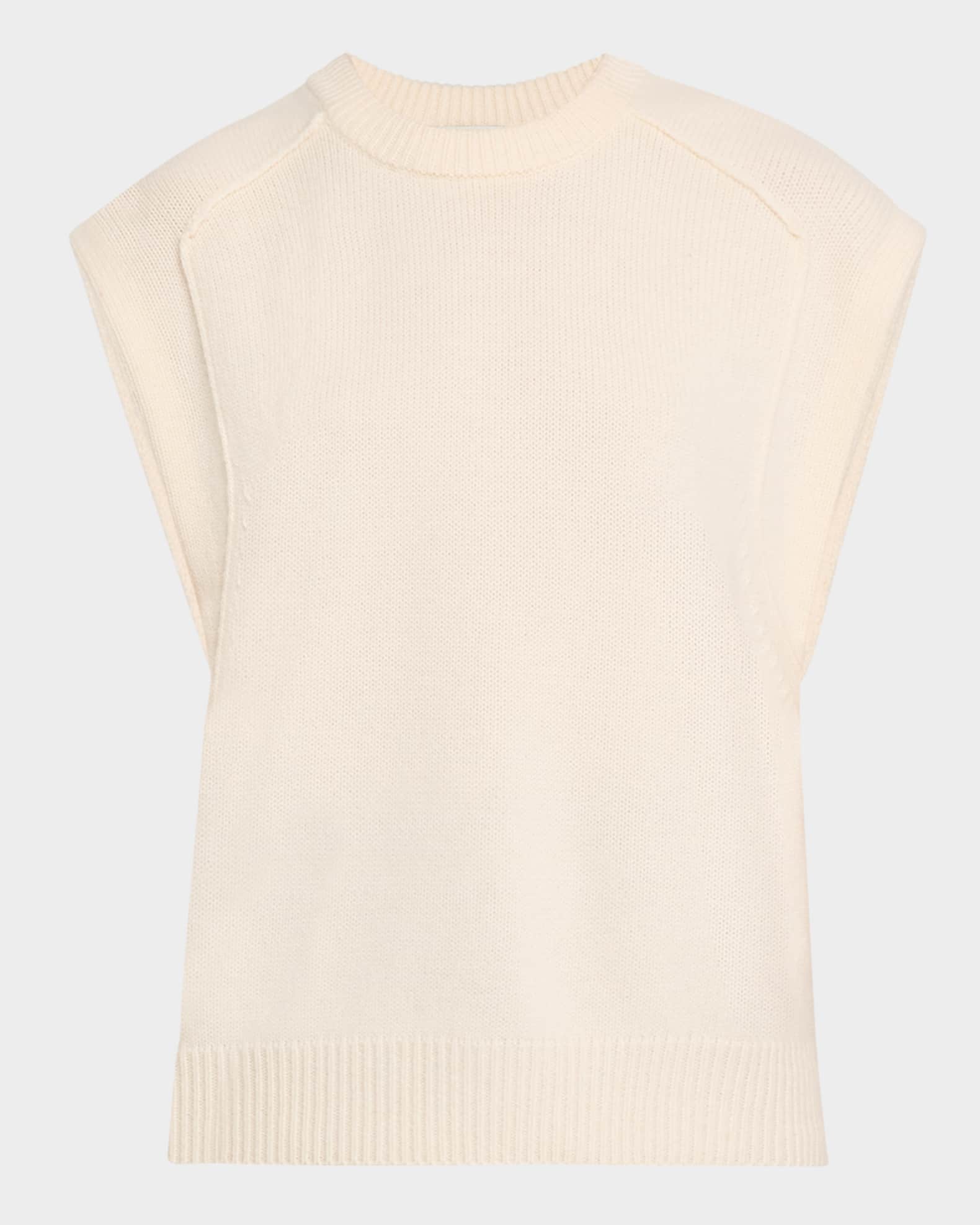 Mari Sleeveless Wool-Cashmere Boxy Sweater 0