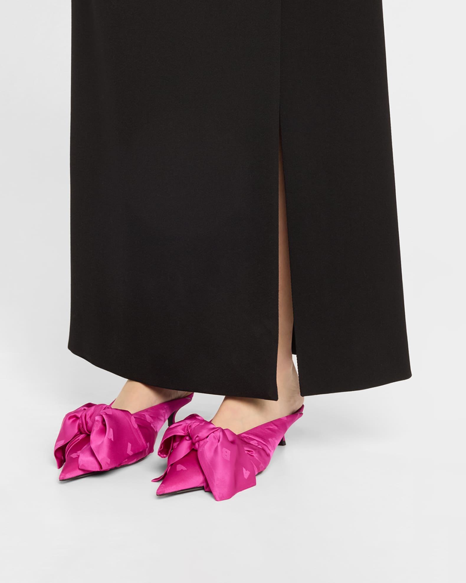Balenciaga Knife Lavalière Logo Jacquard Bow Mule Pumps