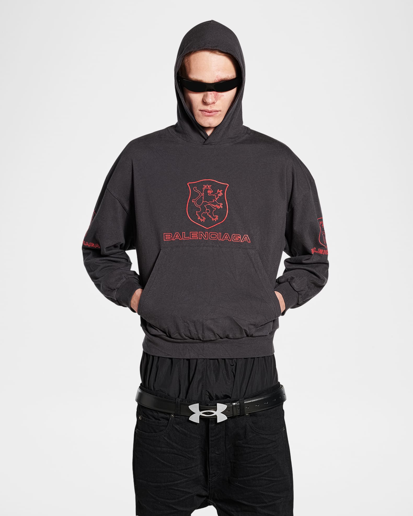 Balenciaga Men's Crest Logo Hoodie | Neiman Marcus