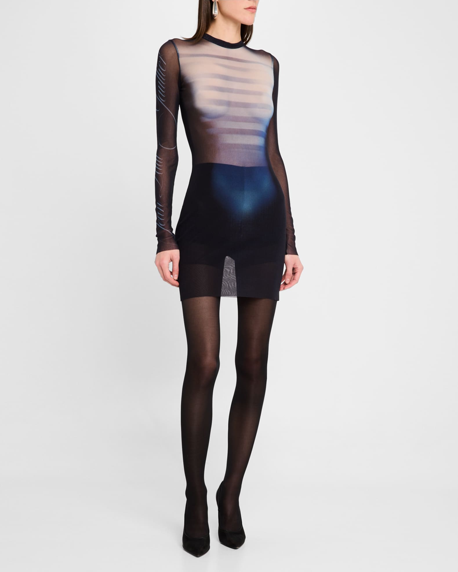 Le Male Print Long-Sleeve Mesh Mini Dress 1
