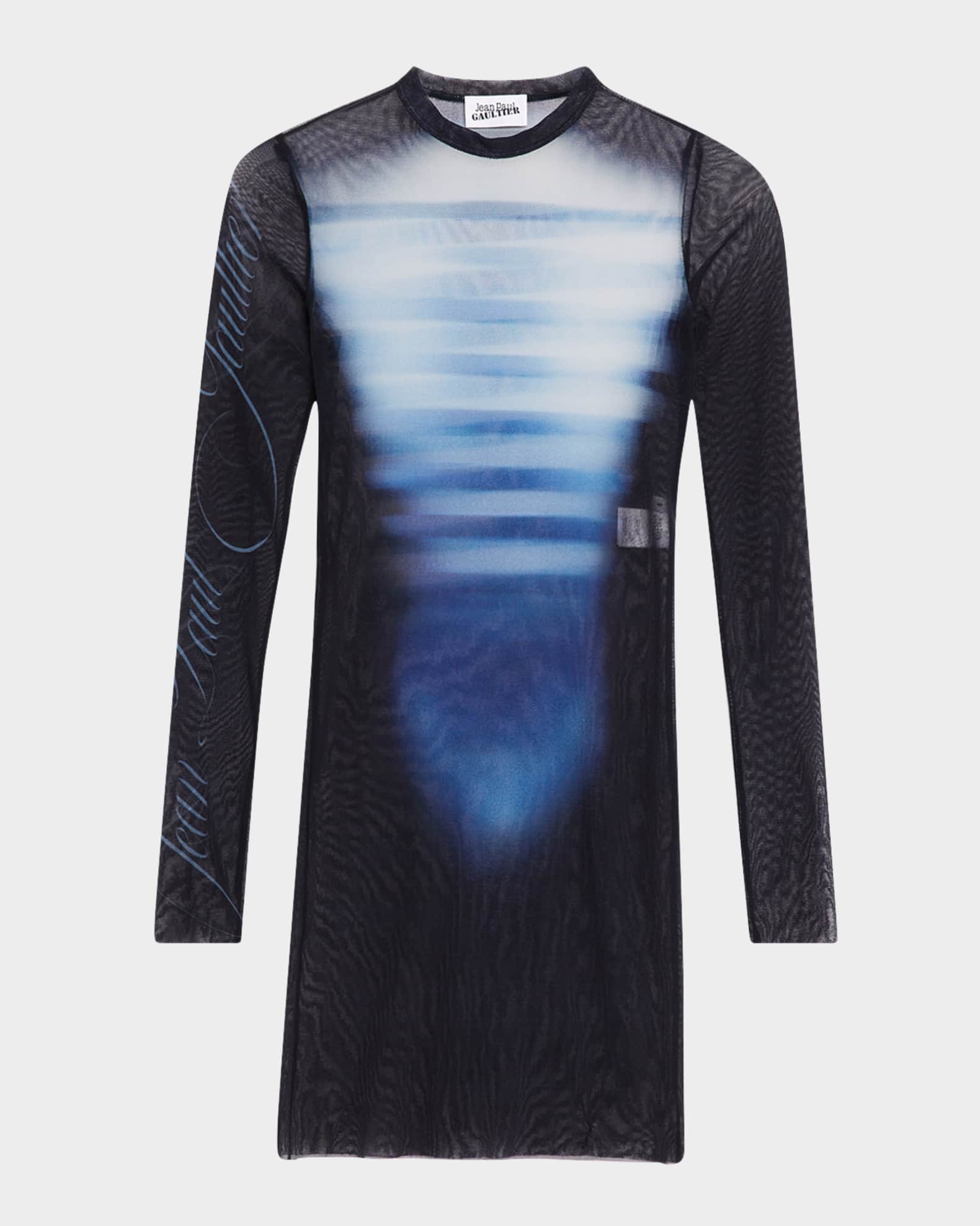 Le Male Print Long-Sleeve Mesh Mini Dress 0