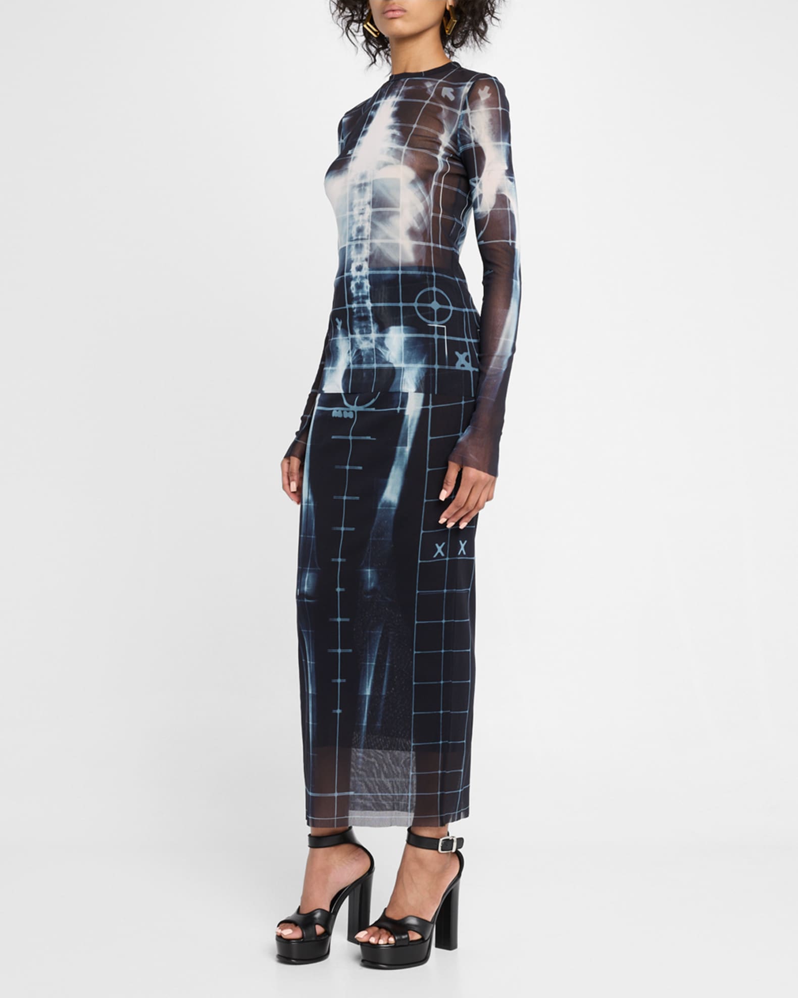 Skeletor X-Ray Printed Mesh Long-Sleeve Top