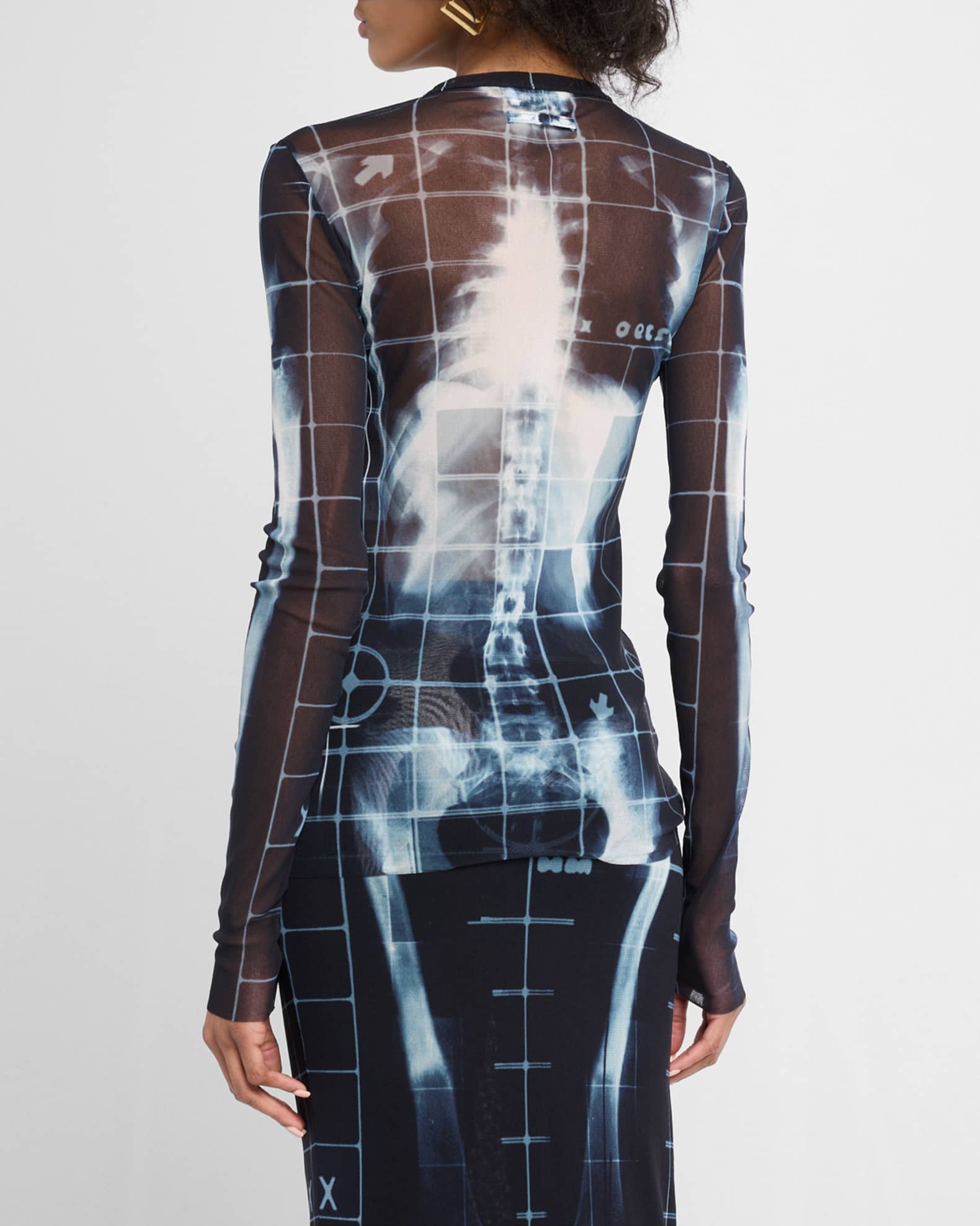 Jean Paul Gaultier Skeletor X-Ray Printed Mesh Long-Sleeve Jean Paul Gaultier Skeletor X-Ray Printed Mesh Long-Sleeve