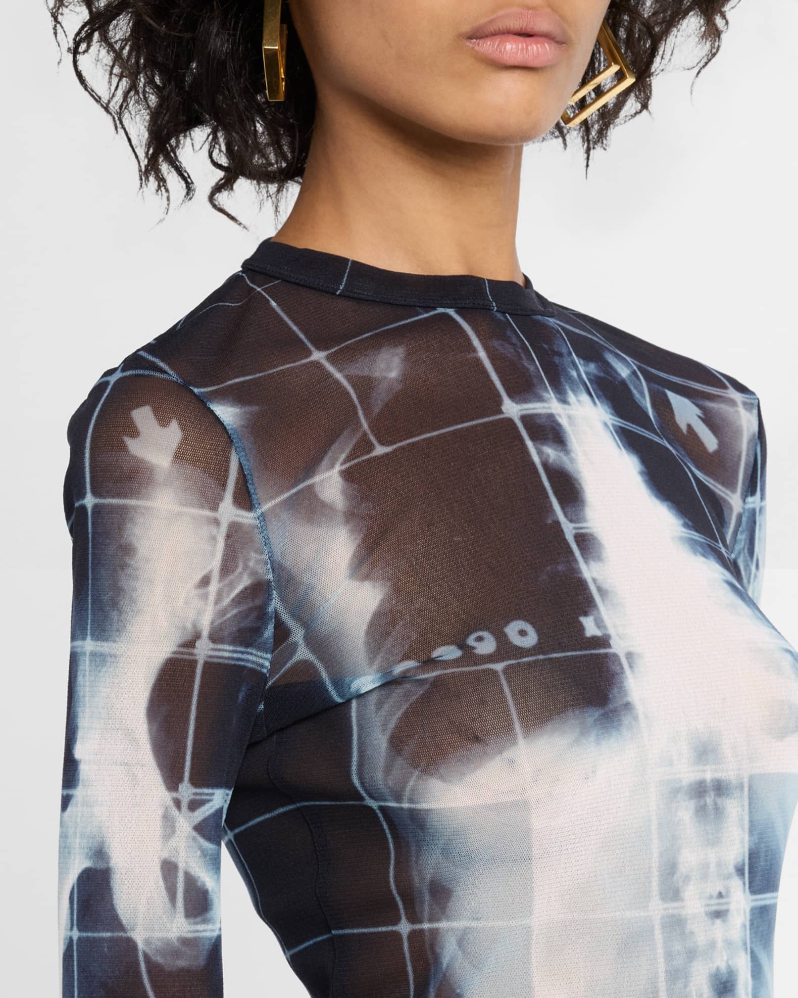 Jean Paul Gaultier Skeletor X-Ray Printed Mesh Long-Sleeve Top | Neiman  Marcus