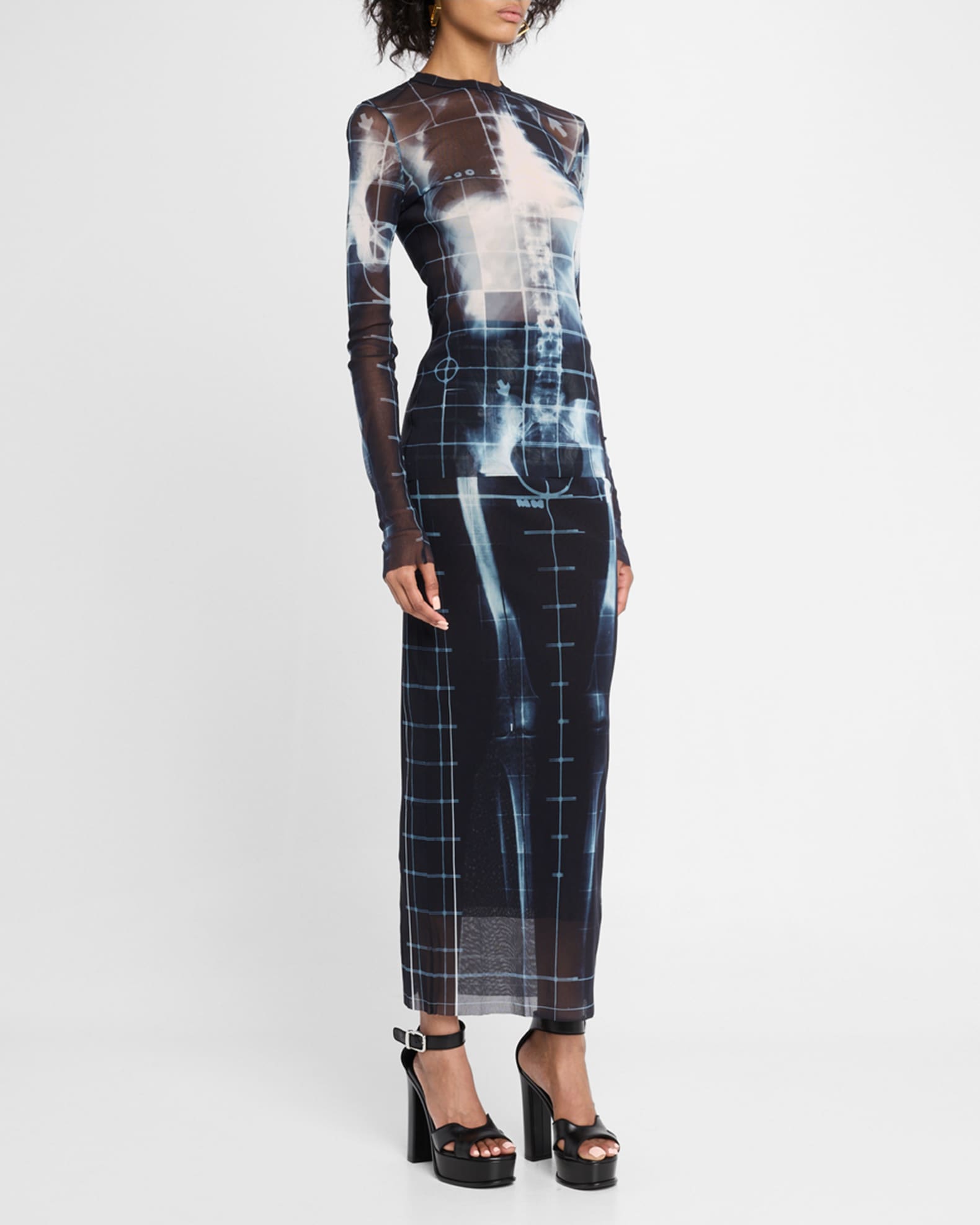 Jean Paul Gaultier Squeletor X-Ray Printed Mesh Maxi Skirt Jean Paul Gaultier Squeletor X-Ray Printed Mesh Maxi Skirt