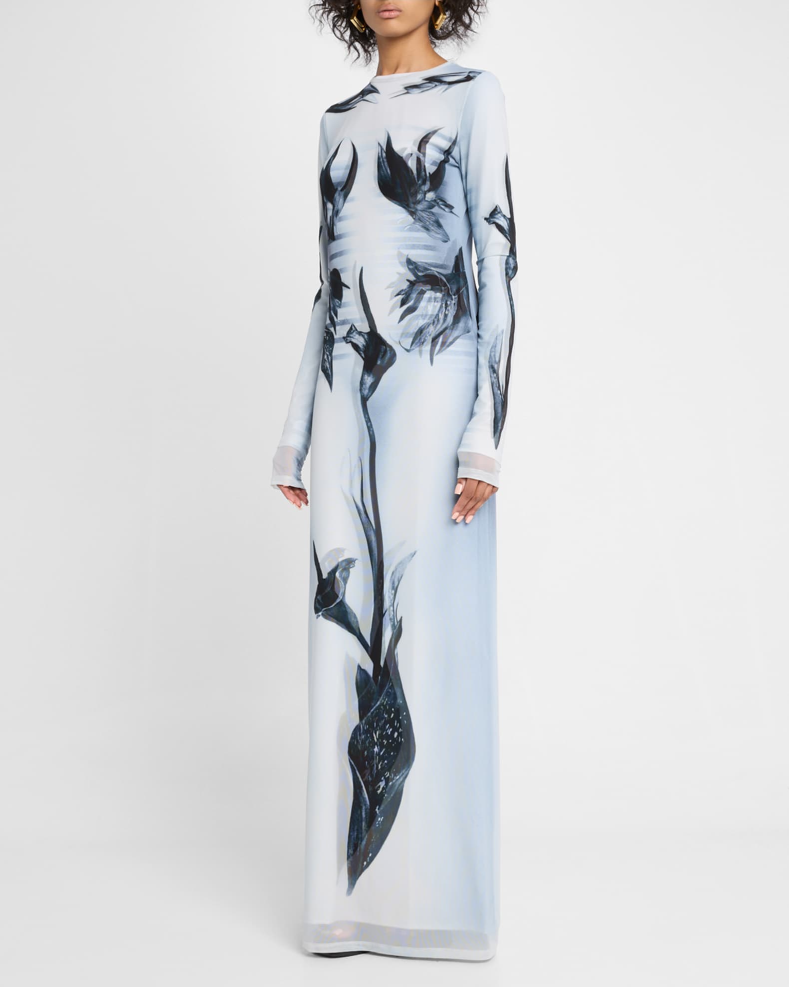 ワンピース JeanPaul GAULTIER MESH TATOO MARINIER LONG DRESS Jean Paul Gaultier Tattoo Marinière Maxi Dress | Neutrals
