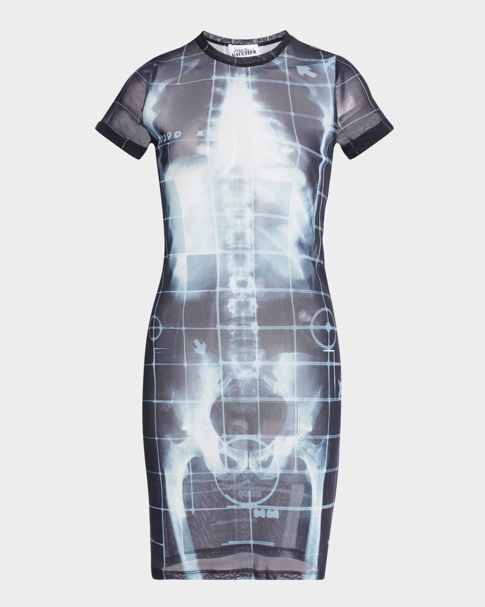 Squeletor X-Ray Printed Mesh Short-Sleeve Mini Dress 0
