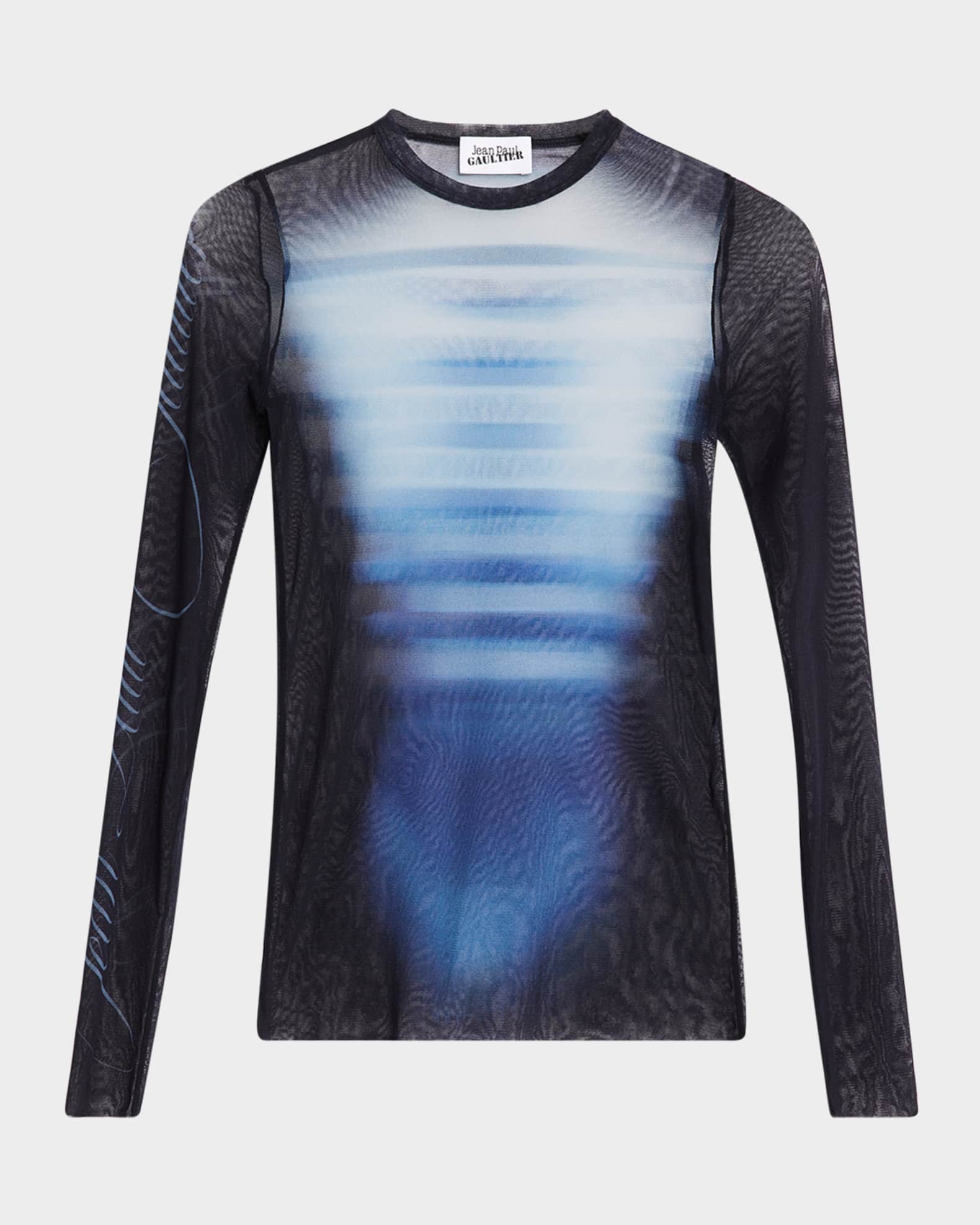 Jean Paul Gaultier Le Male Print Mesh Long-Sleeve Top Jean Paul Gaultier Le Male Print Mesh Long-Sleeve Top