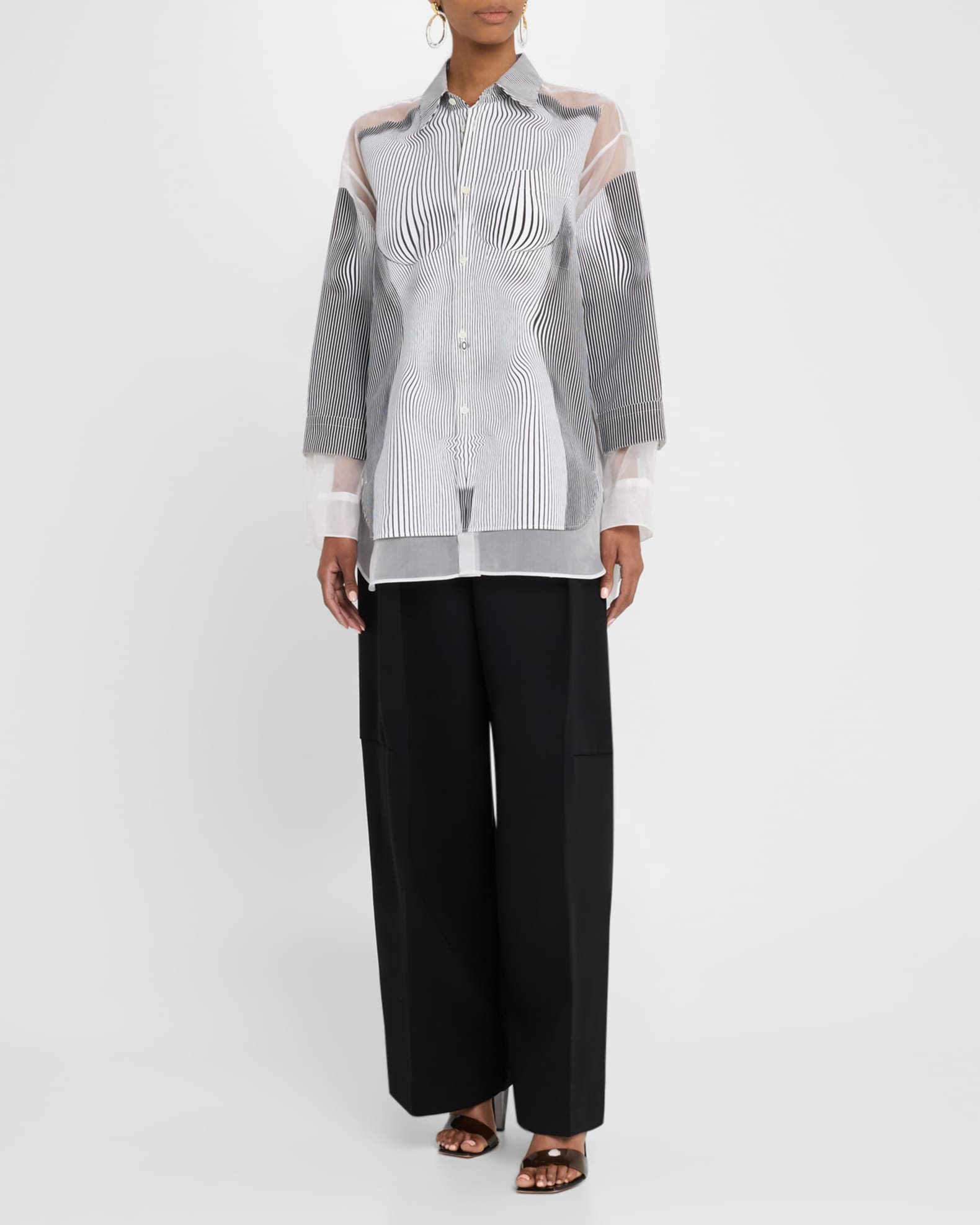 Body Morphing Pinstriped Petit Grand Shirt 1