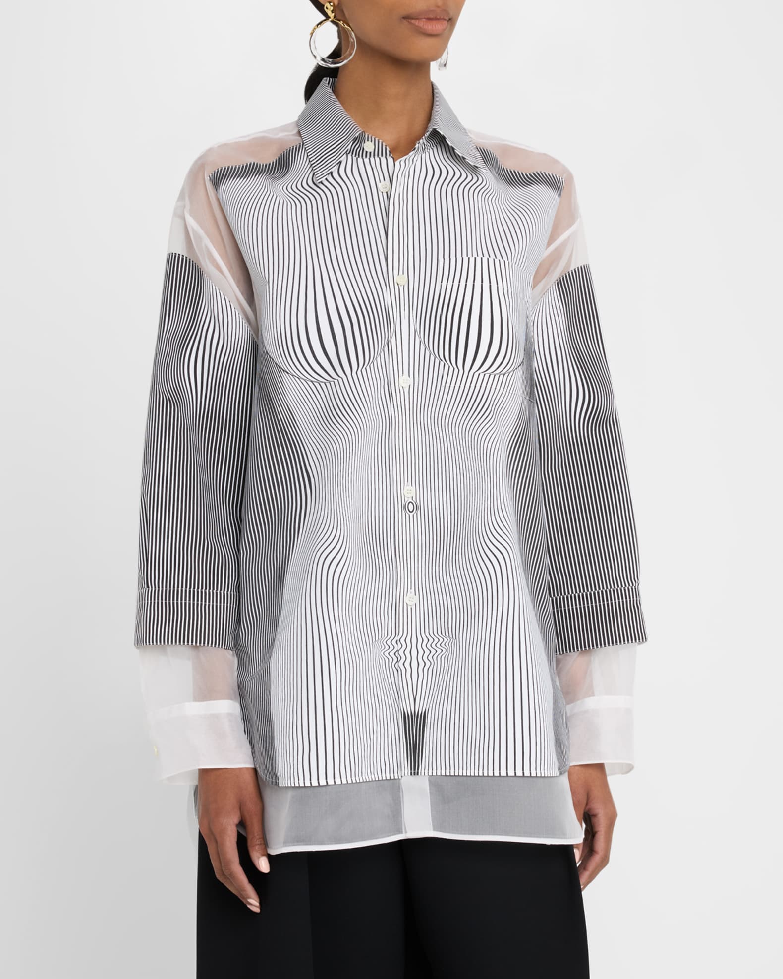 Jean Paul Gaultier Body Morphing Pinstriped Petit Grand Shirt
