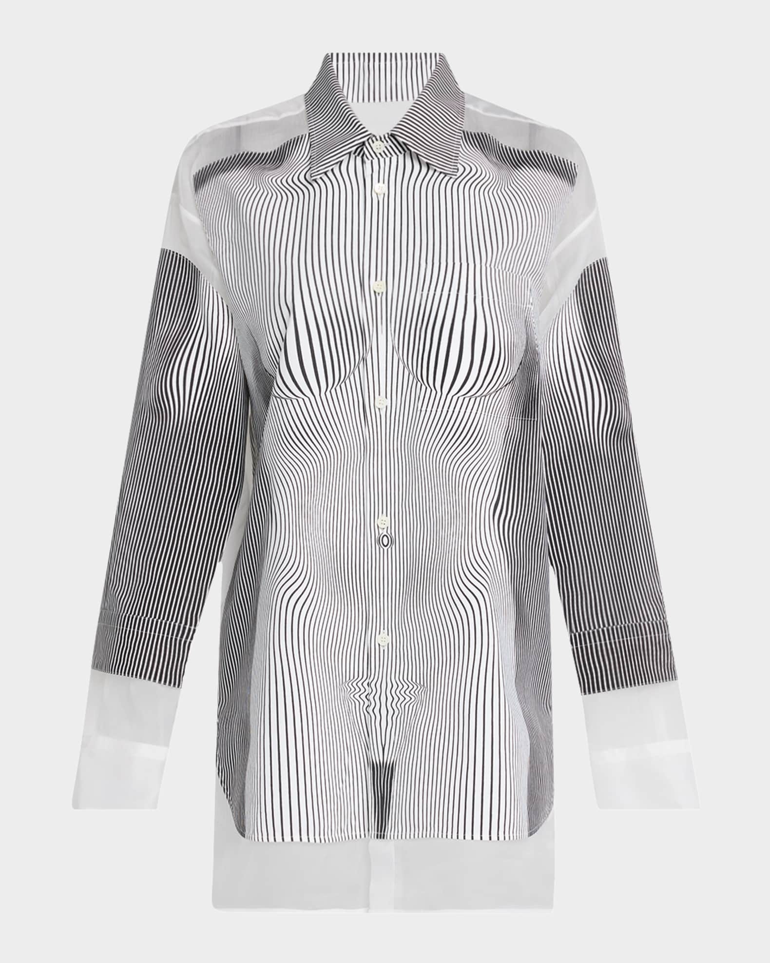Body Morphing Pinstriped Petit Grand Shirt 0