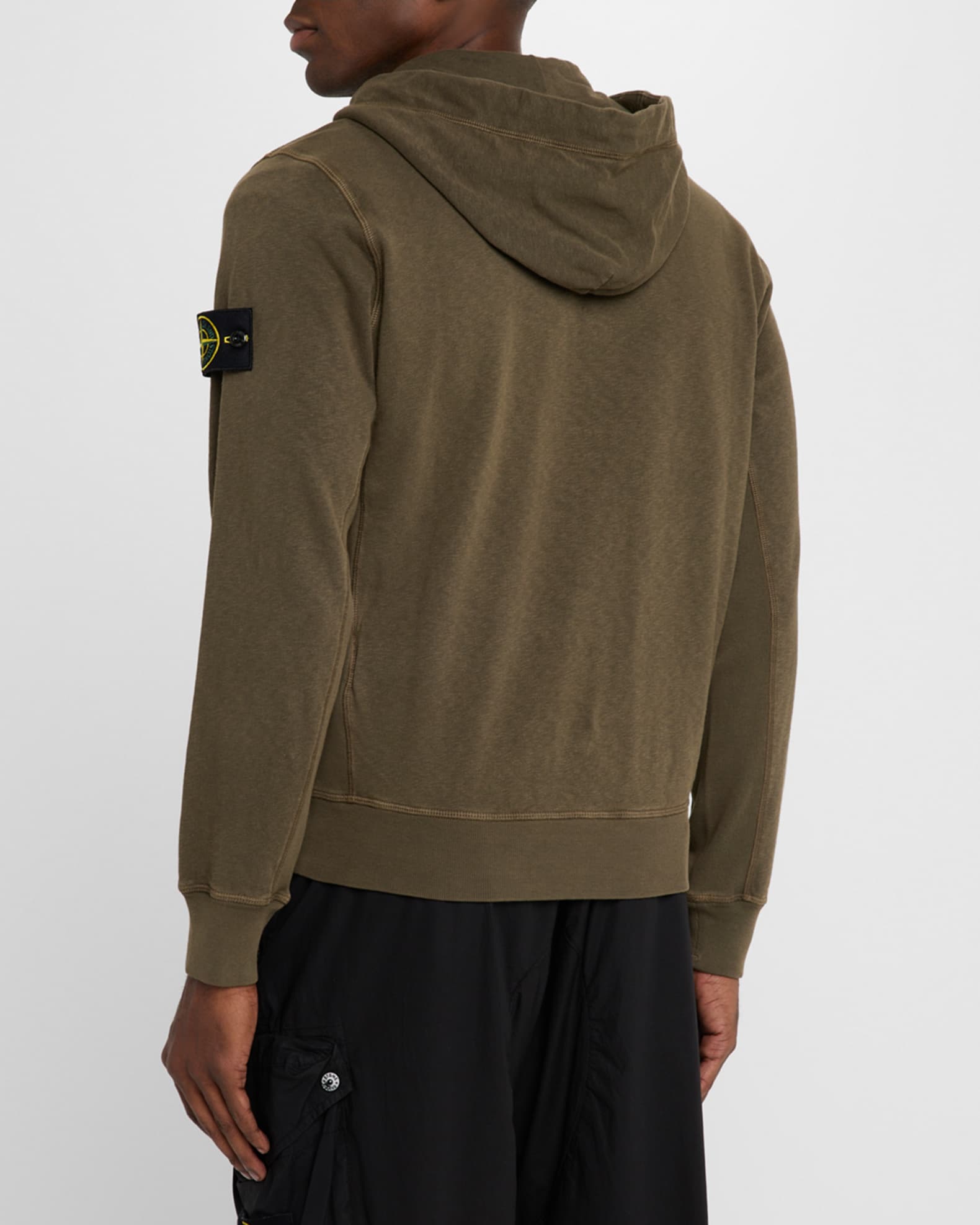 Stone Island Men's Worn Fleece Zip Hoodie | Neiman Marcus