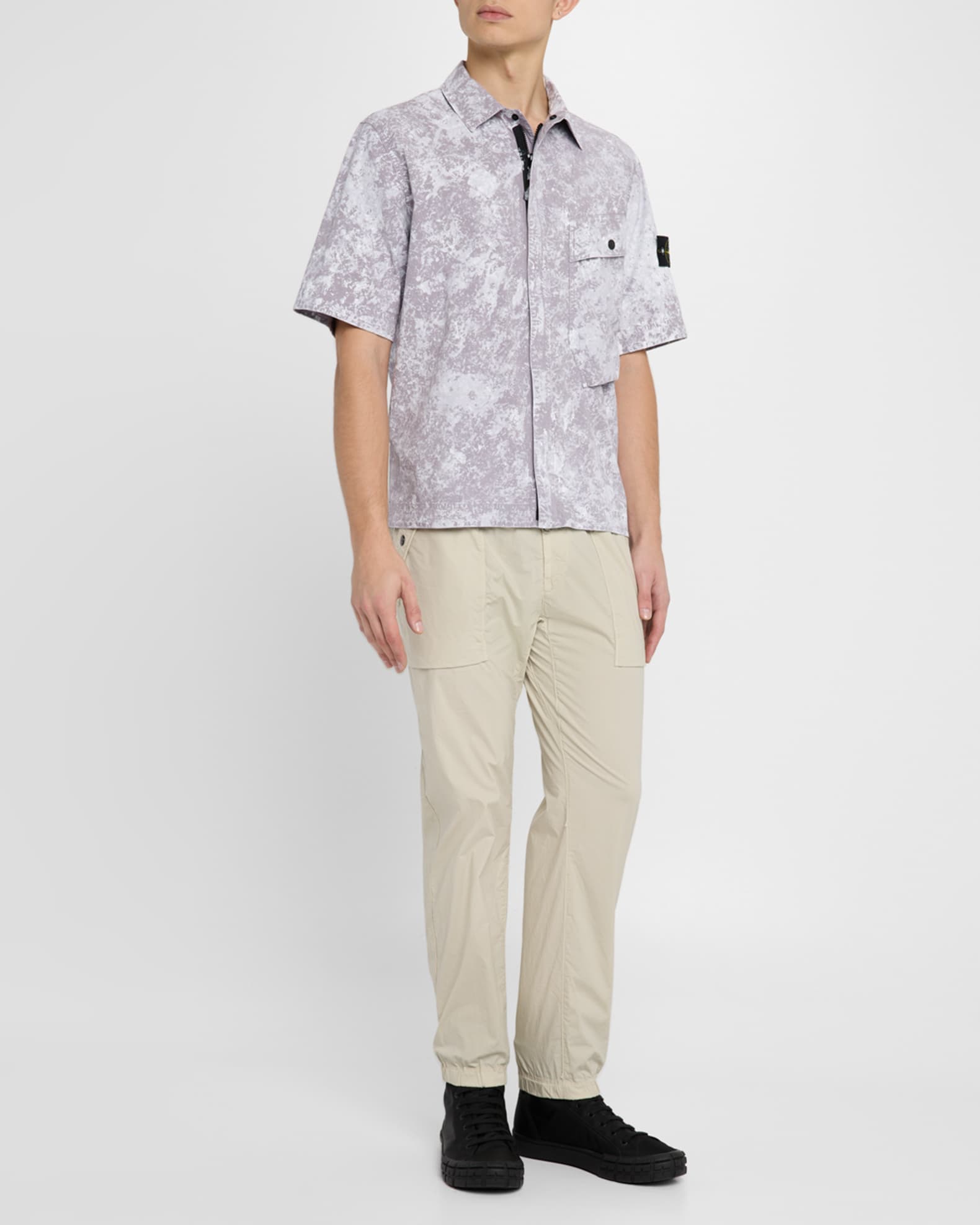 Men's Marbled Concealed-Zip Shirt 1