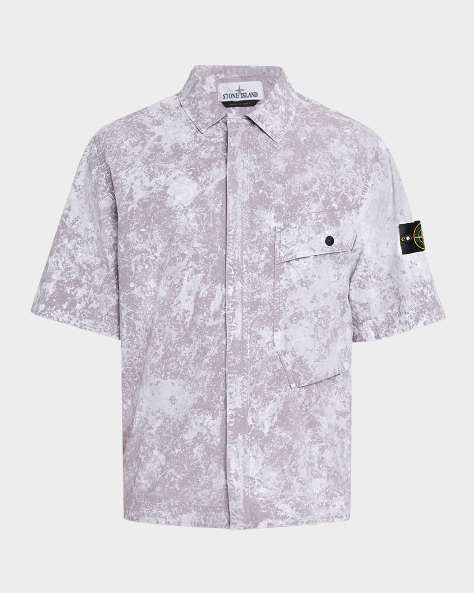 Men's Marbled Concealed-Zip Shirt 0