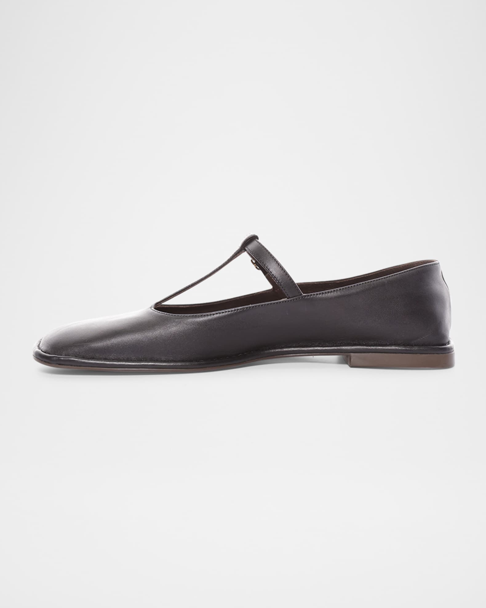 THE ROW Leather T-Strap Ballerina Flats | Neiman Marcus
