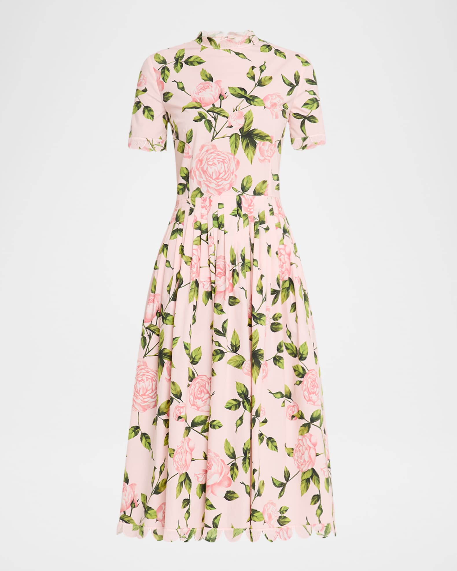 English Roses Poplin Short-Sleeve Pleated Dress 0