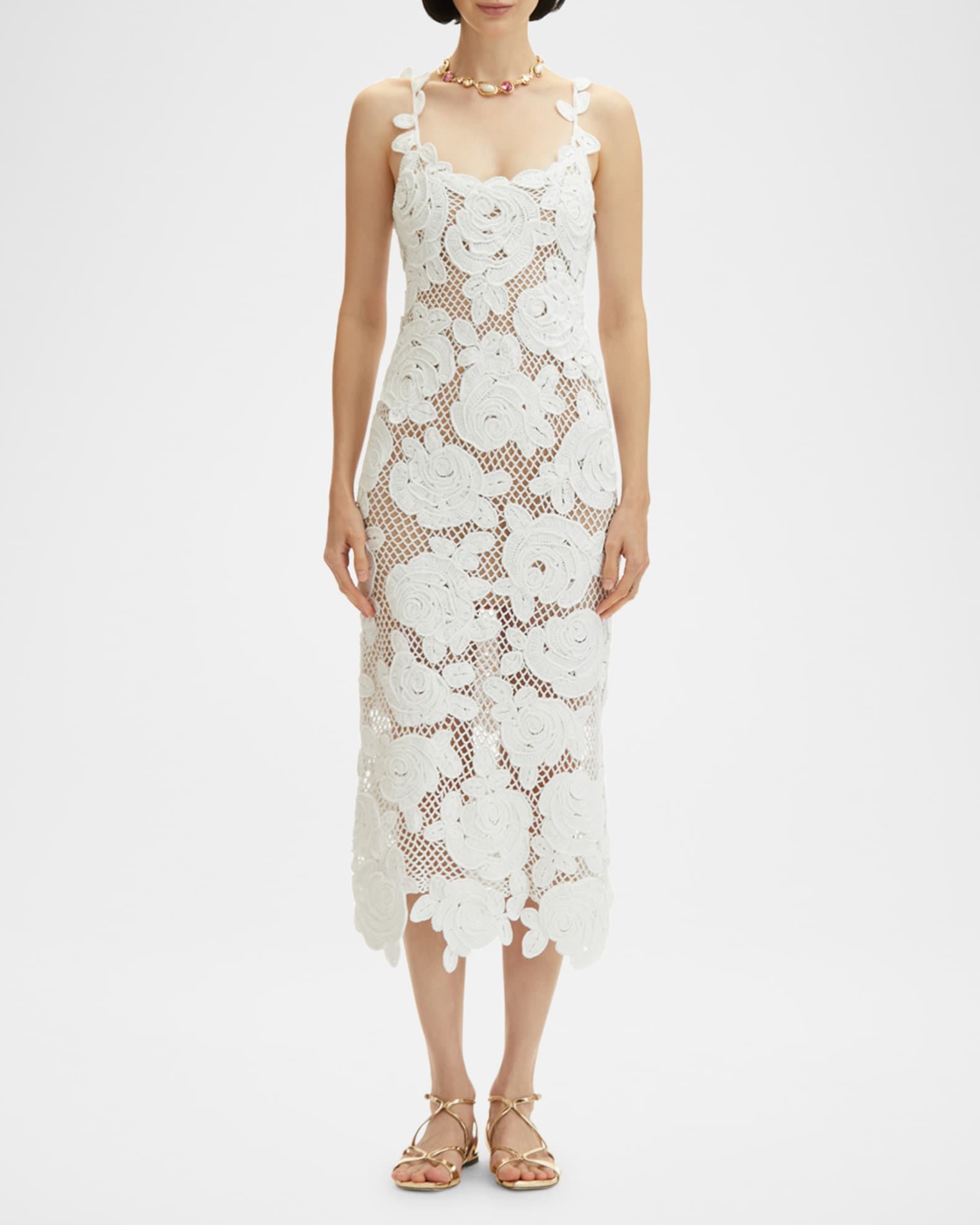 Rose Crochet Knit Sleeveless Midi Dress 1