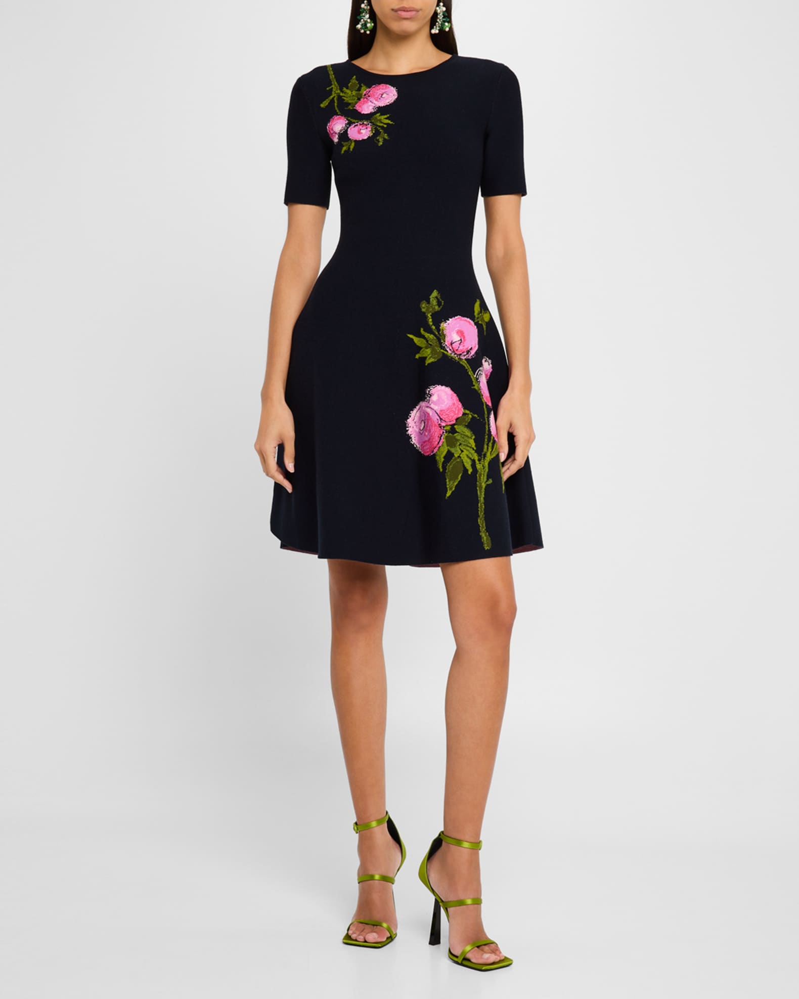 English Rose Jacquard Fit-And-Flare Dress 1