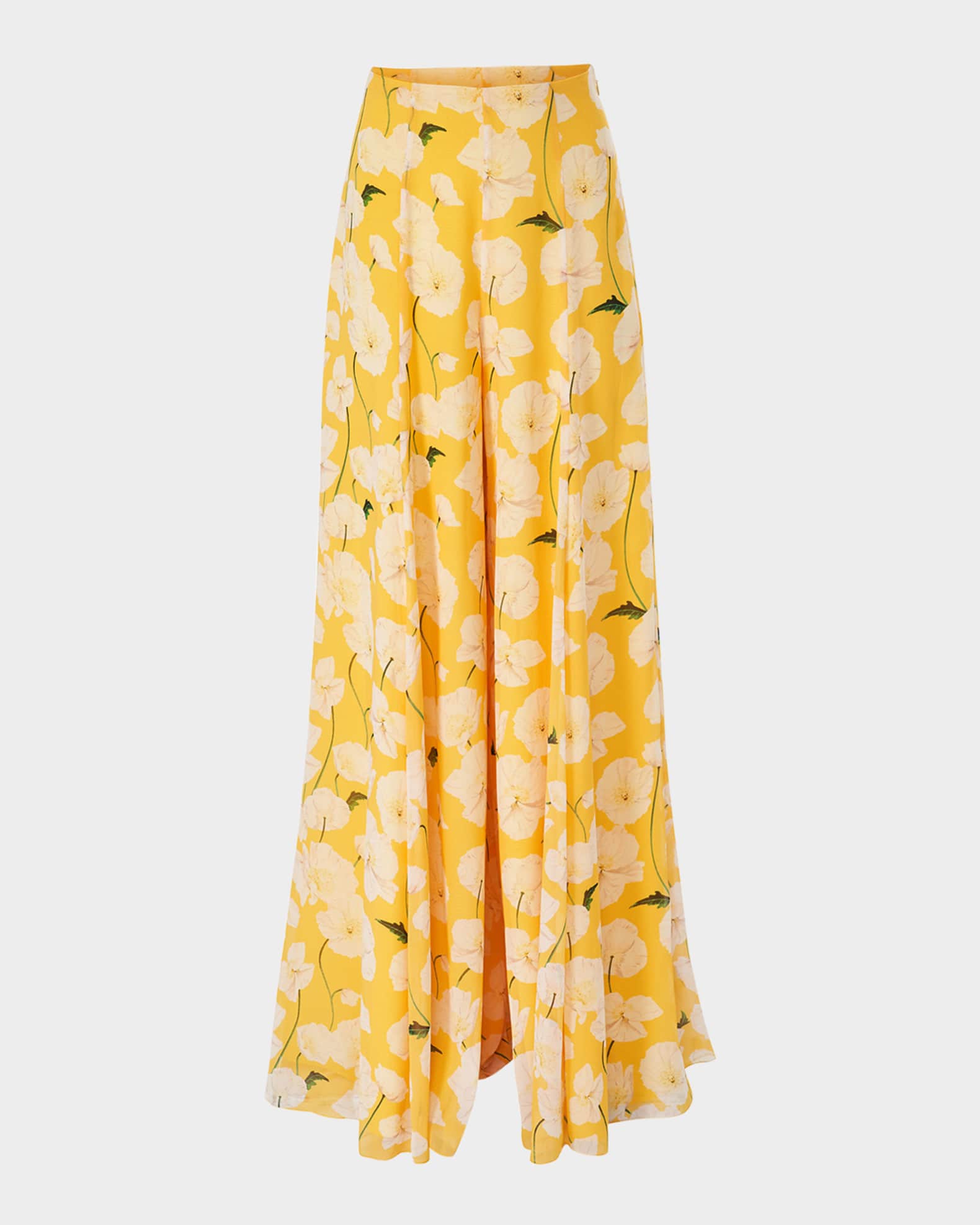 Flower Silk Wide-Leg Palazzo Pants 0