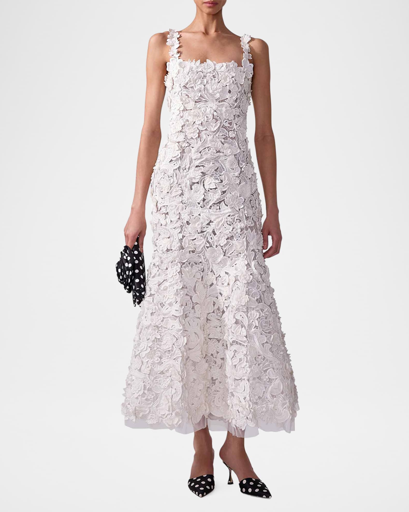 Floral Embroidered Lace Sleeveless Trumpet Midi Dress 1